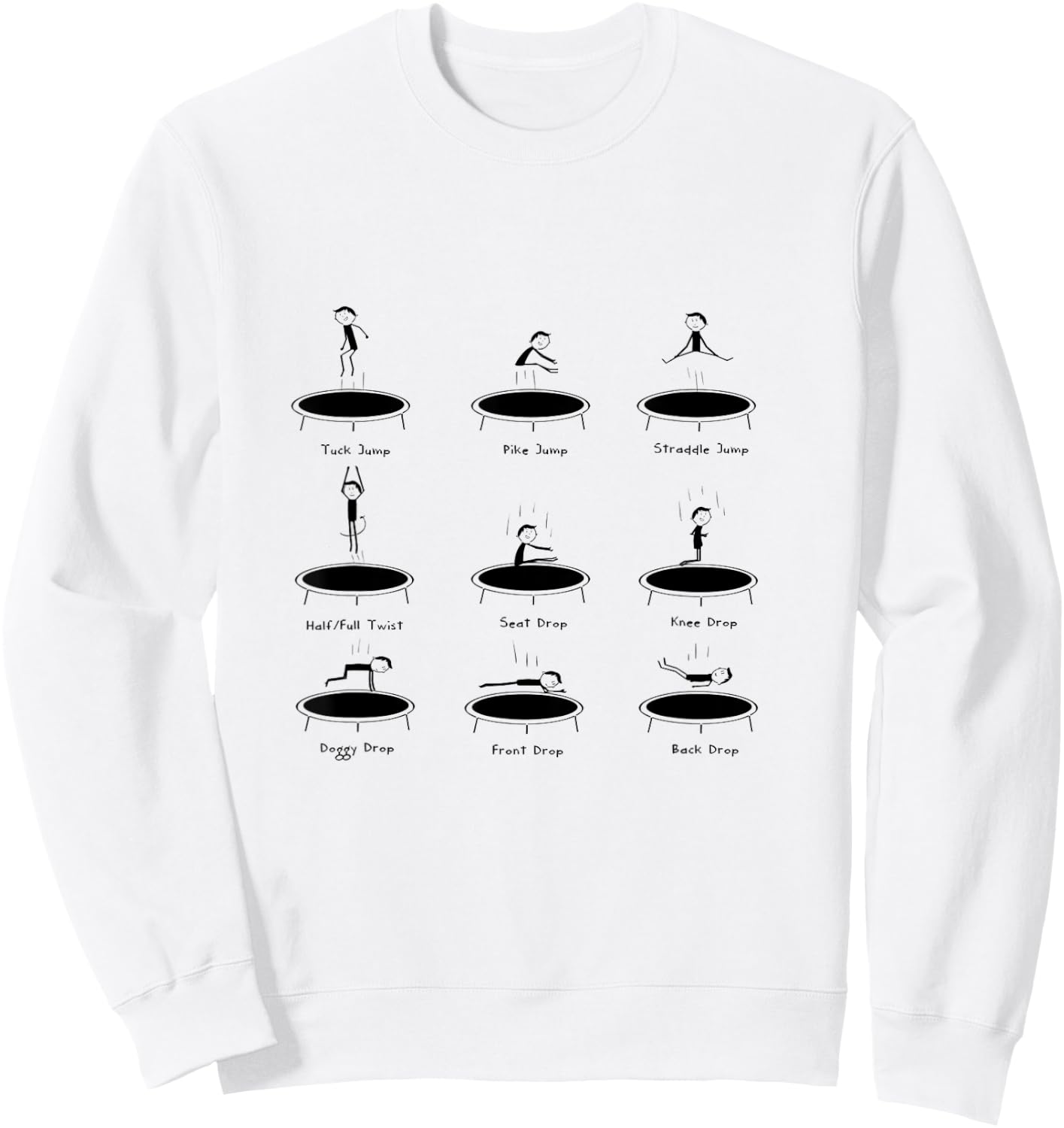 Funny Trampoline Tricks Tumbling Sticky Man Sweatshirt - Sweatshirt | White