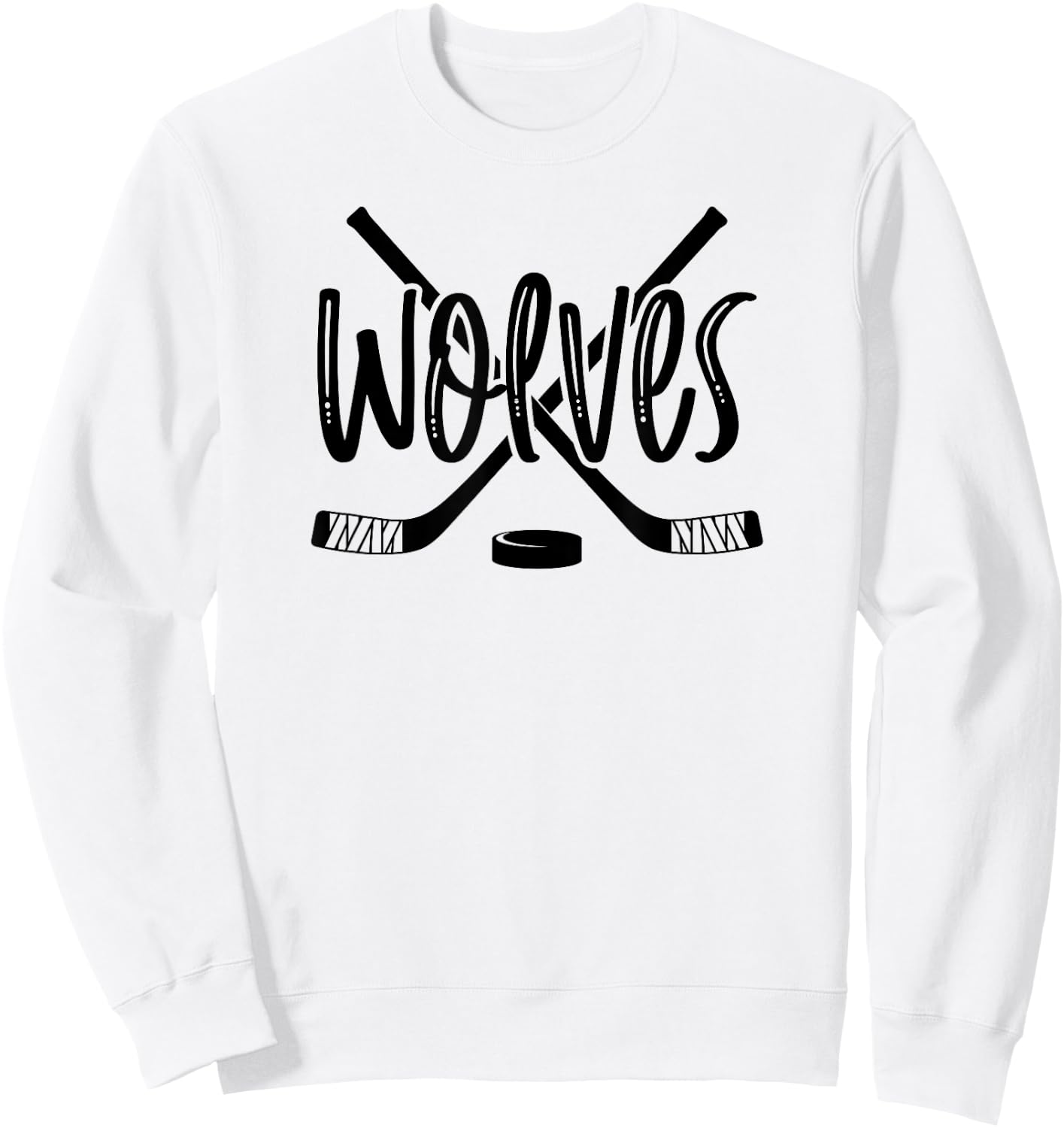 Wolves Hockey Team Mascot School Spirit Game Night Sweatshirt - Sweatshirt | White