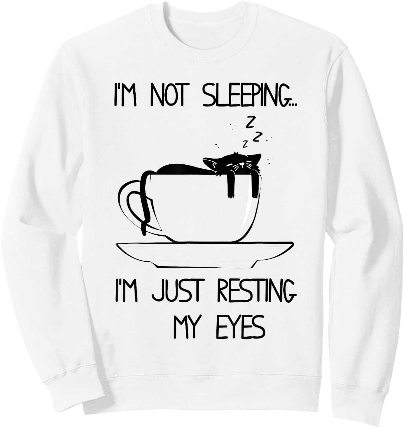 Cute sleeping cat in a cup Men Women Girls Kids Sweatshirt - Sweatshirt | White
