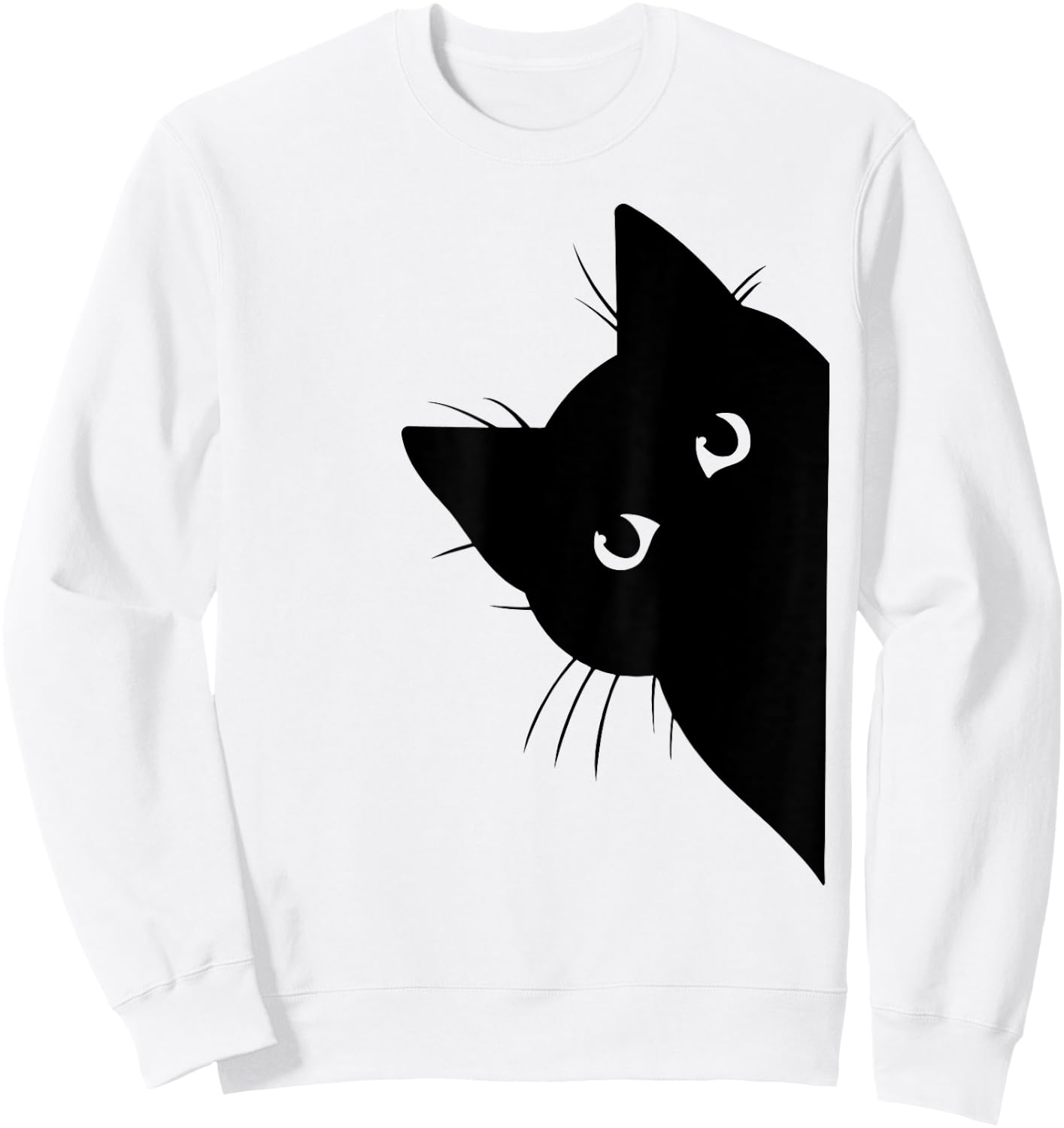 Curious Black Cat Peeking, Funny Sneaky Cat, Cat Mom Cat Dad Sweatshirt - Sweatshirt | White