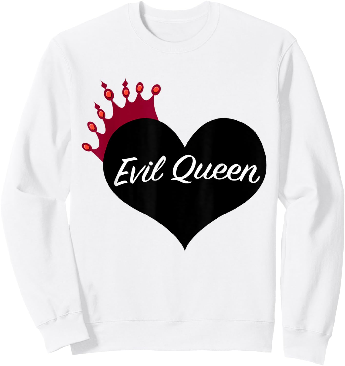Evil Queen Heart and Crown Halloween Costume Sweatshirt - Sweatshirt | White