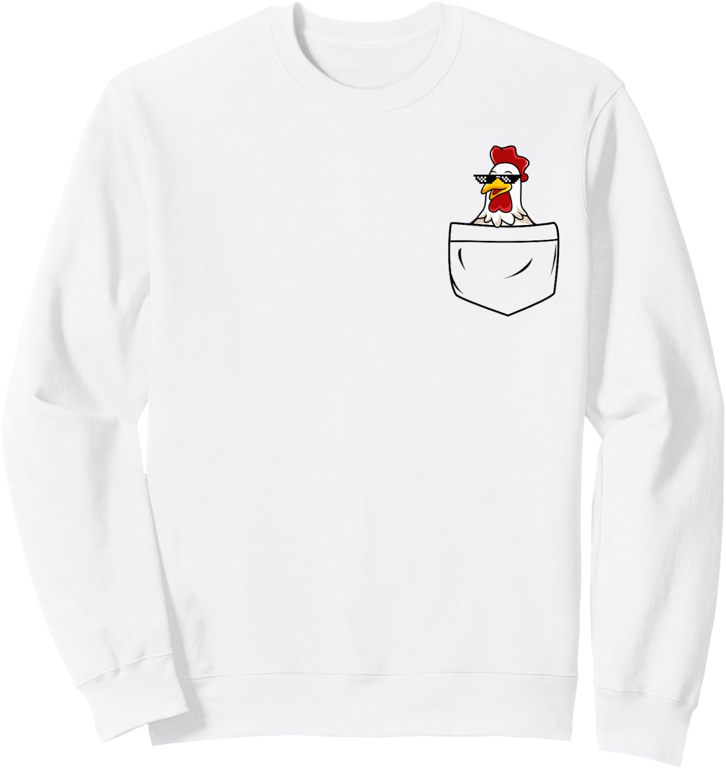 Coole Huhn Henne Hahn in Tasche mit Meme Sonnenbrille Sweatshirt - Sweatshirt | White