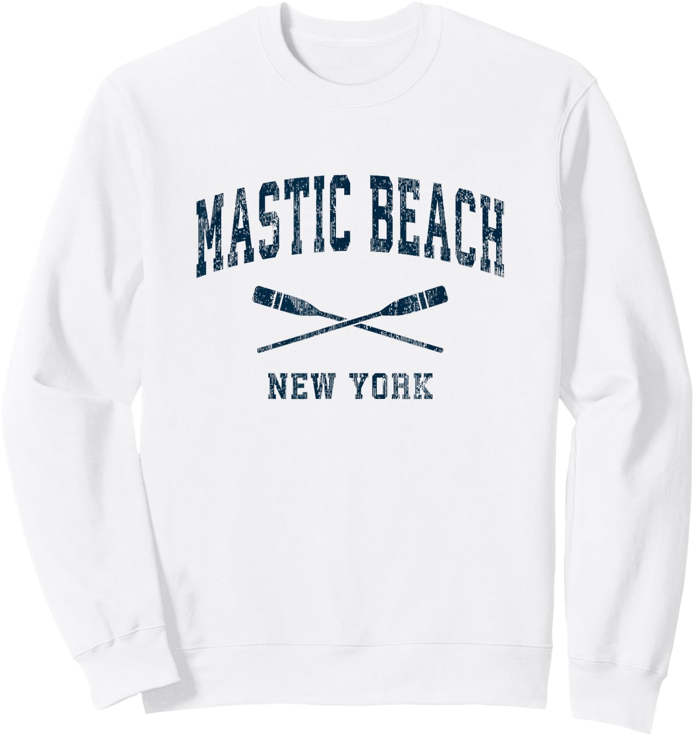 Mastic Beach New York Vintage Nautical Paddles Sports Oars Sweatshirt - Sweatshirt | White