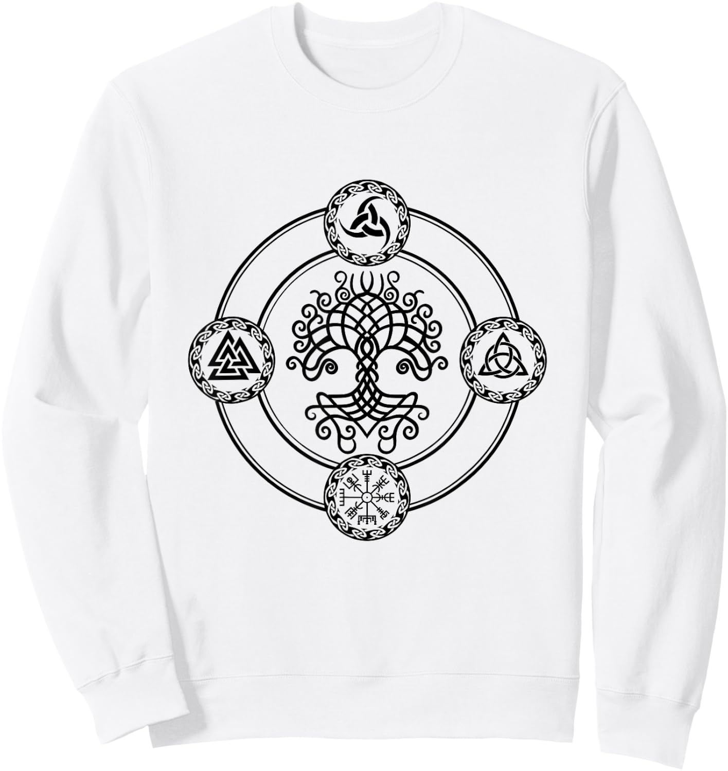 Viking Celtic Knot Symbol Tree of Life Yggdrasil Norse Myths Sweatshirt - Sweatshirt | White