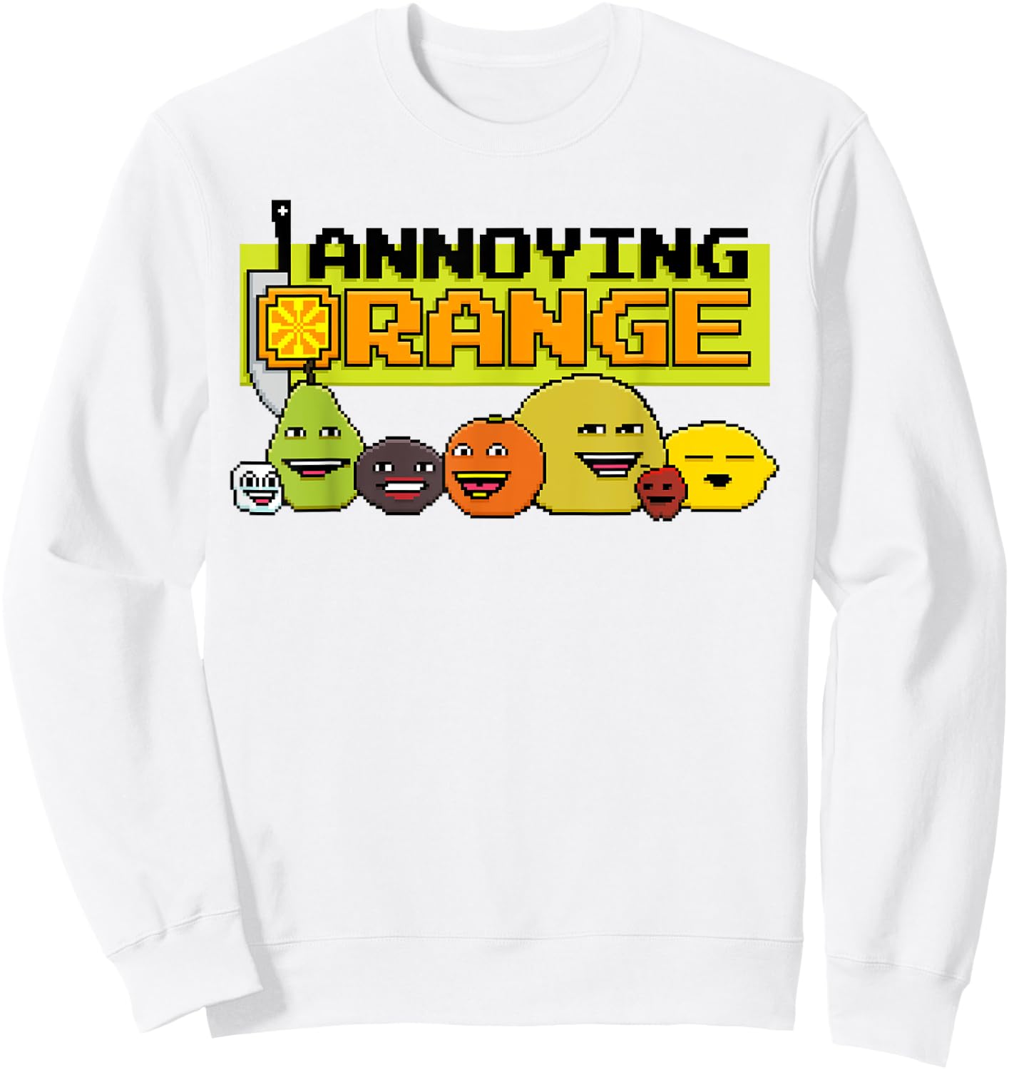 Annoying Orange 8-Bit Video Game Style Sweatshirt - Sweatshirt | White