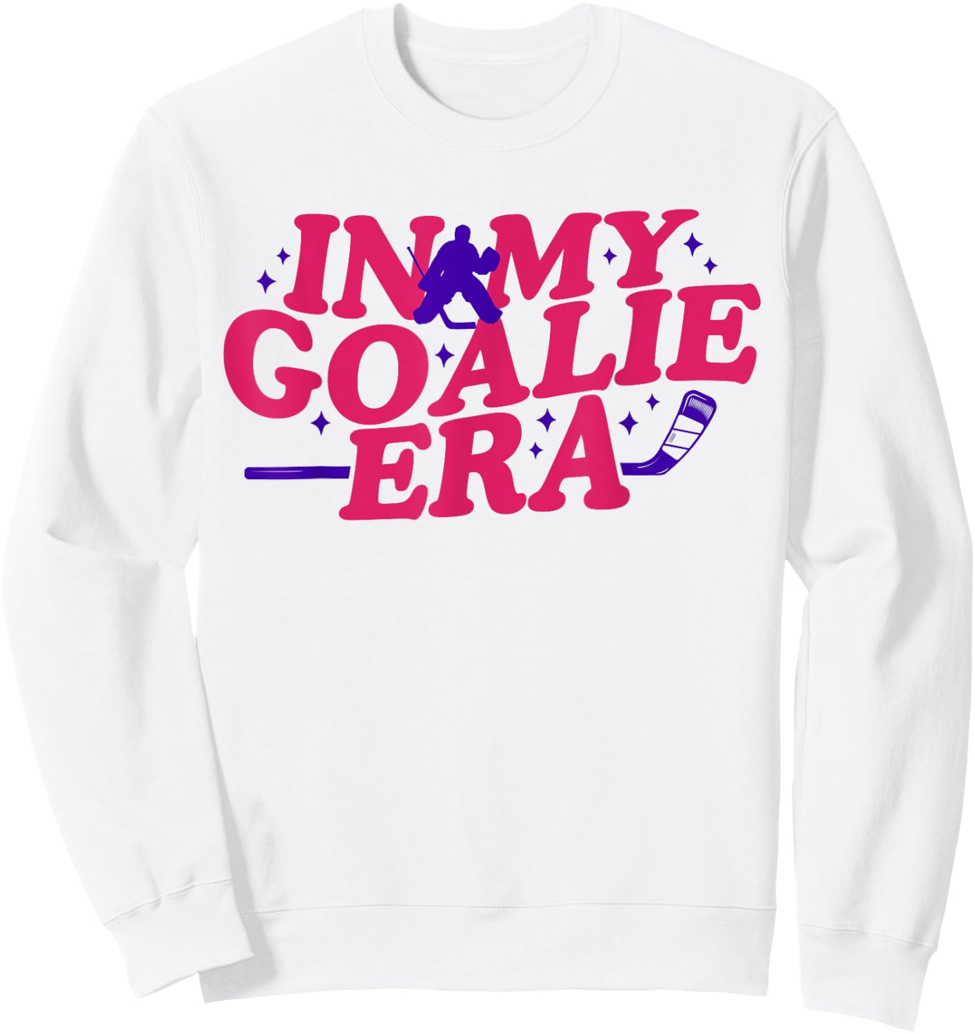 In My Goalie Era Groovy Retro Ice Hockey Girl Sweatshirt - Sweatshirt | White
