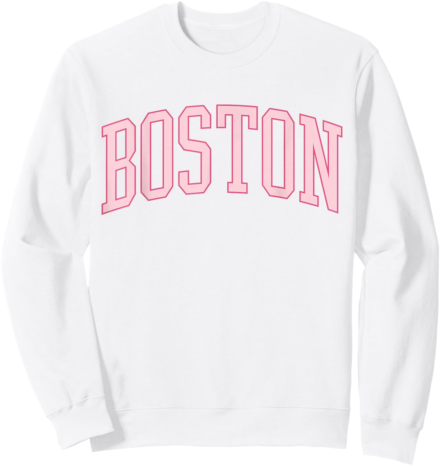 Boston Cute Preppy Varisty Pink Sweatshirt - Sweatshirt | White