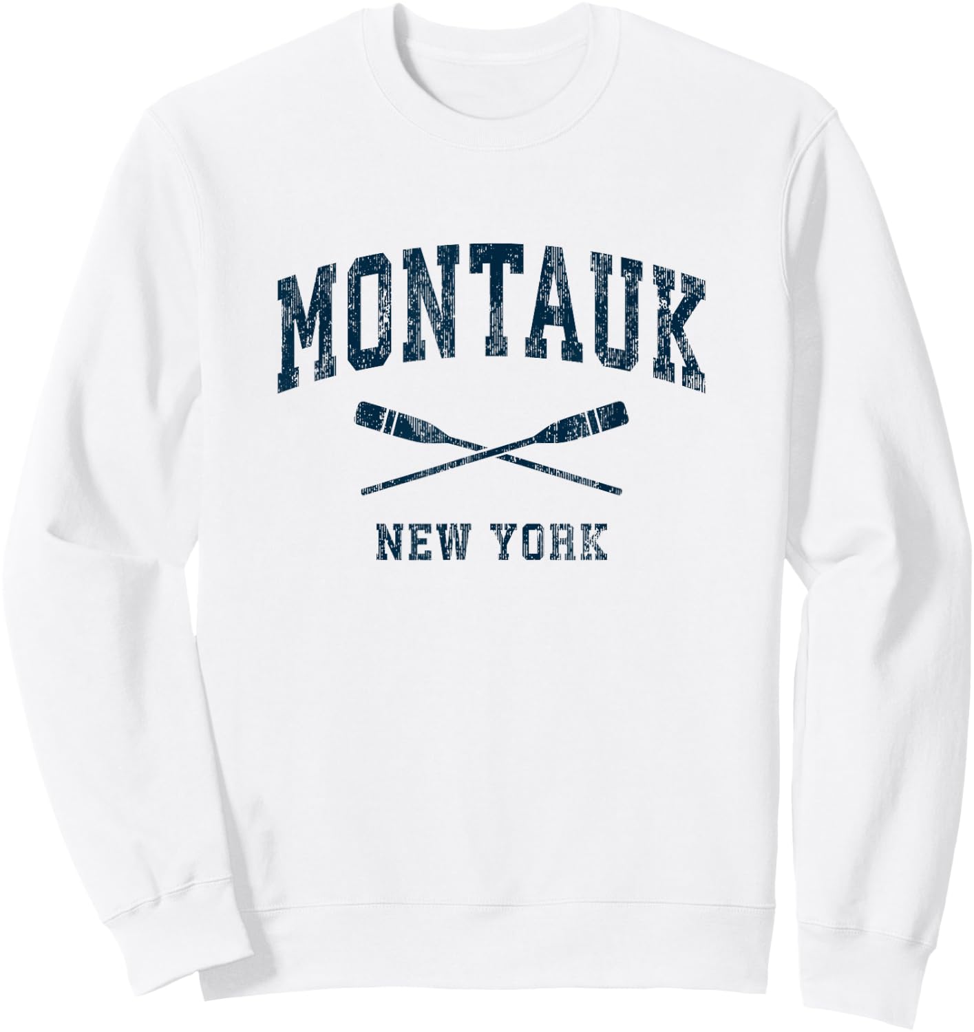 Montauk New York Vintage Nautical Paddles Sports Oars Sweatshirt - Sweatshirt | White