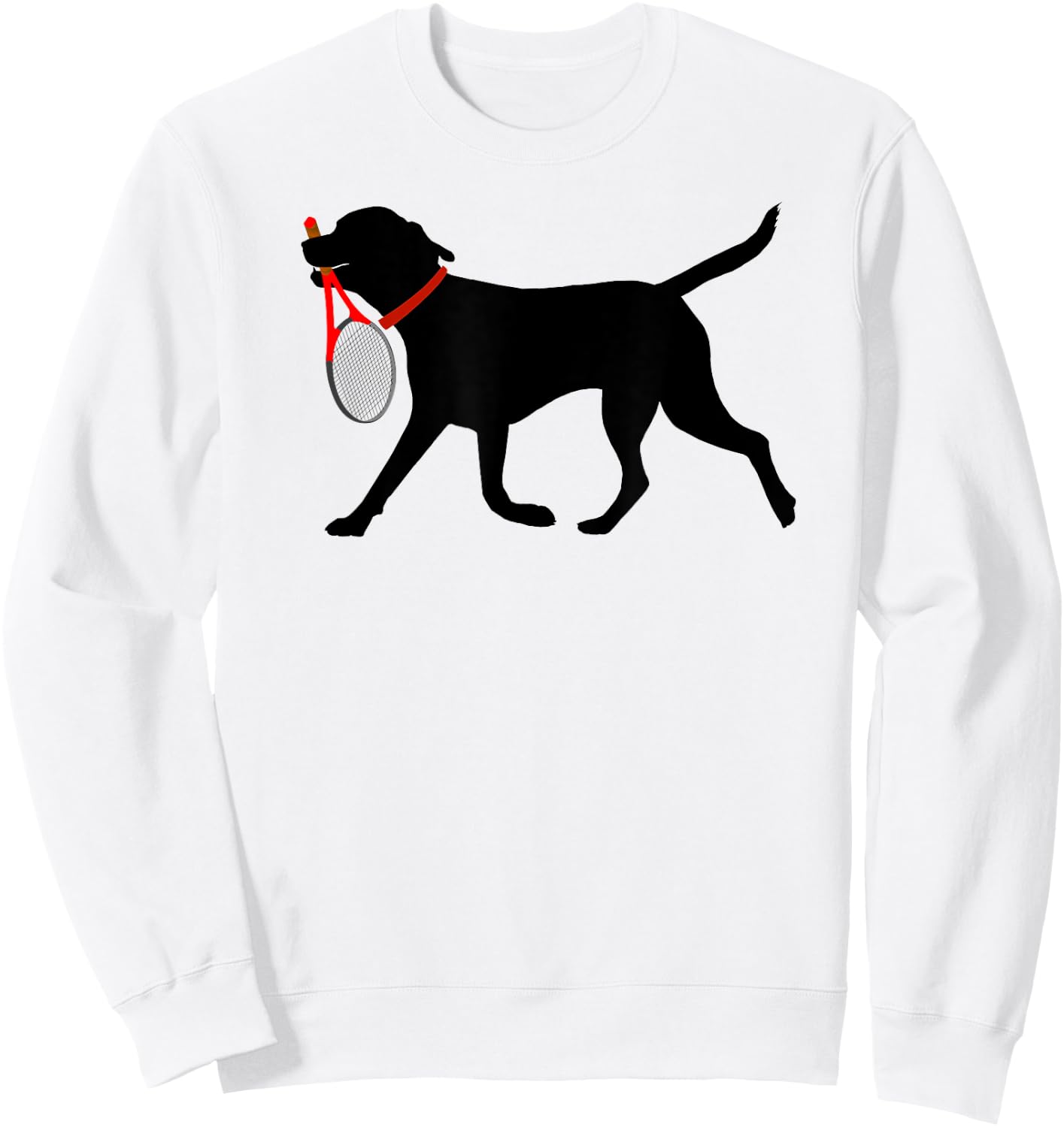 Tennis T shirt Labrador Fetch Tennis Racket Black Lab Shirt Sweatshirt - Sweatshirt | White