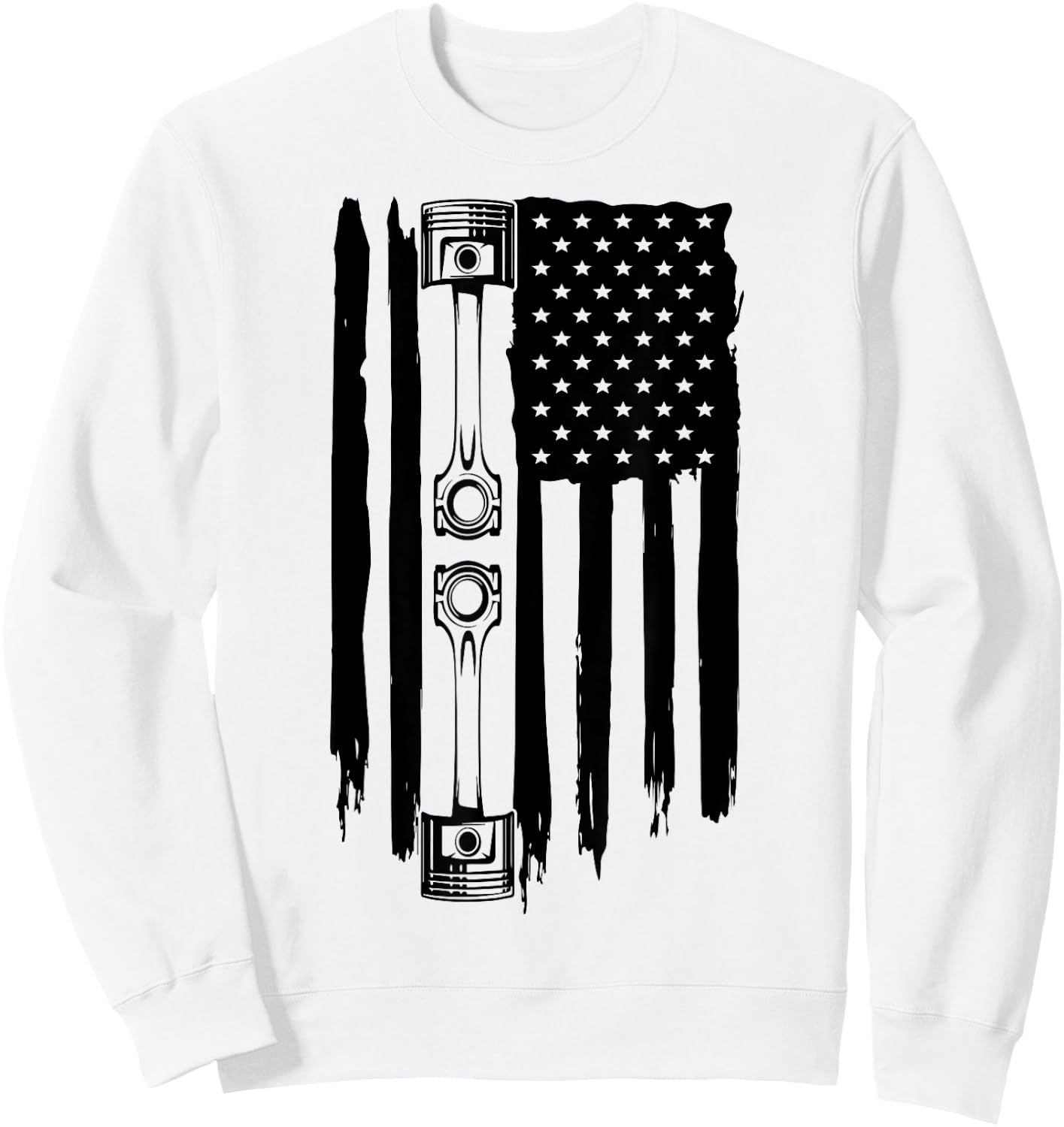 Piston American Flag Car Automotive Car Enthusiast LS RS 5.0 Women Men Sweatshirt - Sweatshirt | White
