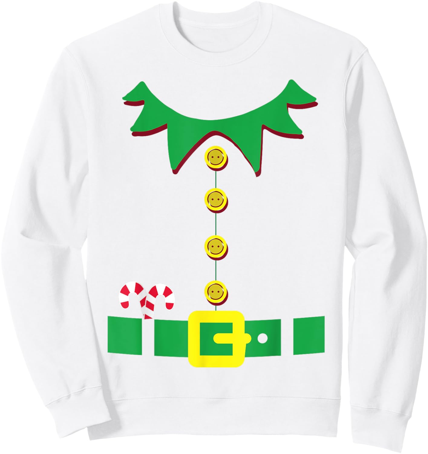 Elf Costume Santa Holiday Christmas Red Sweatshirt - Sweatshirt | White