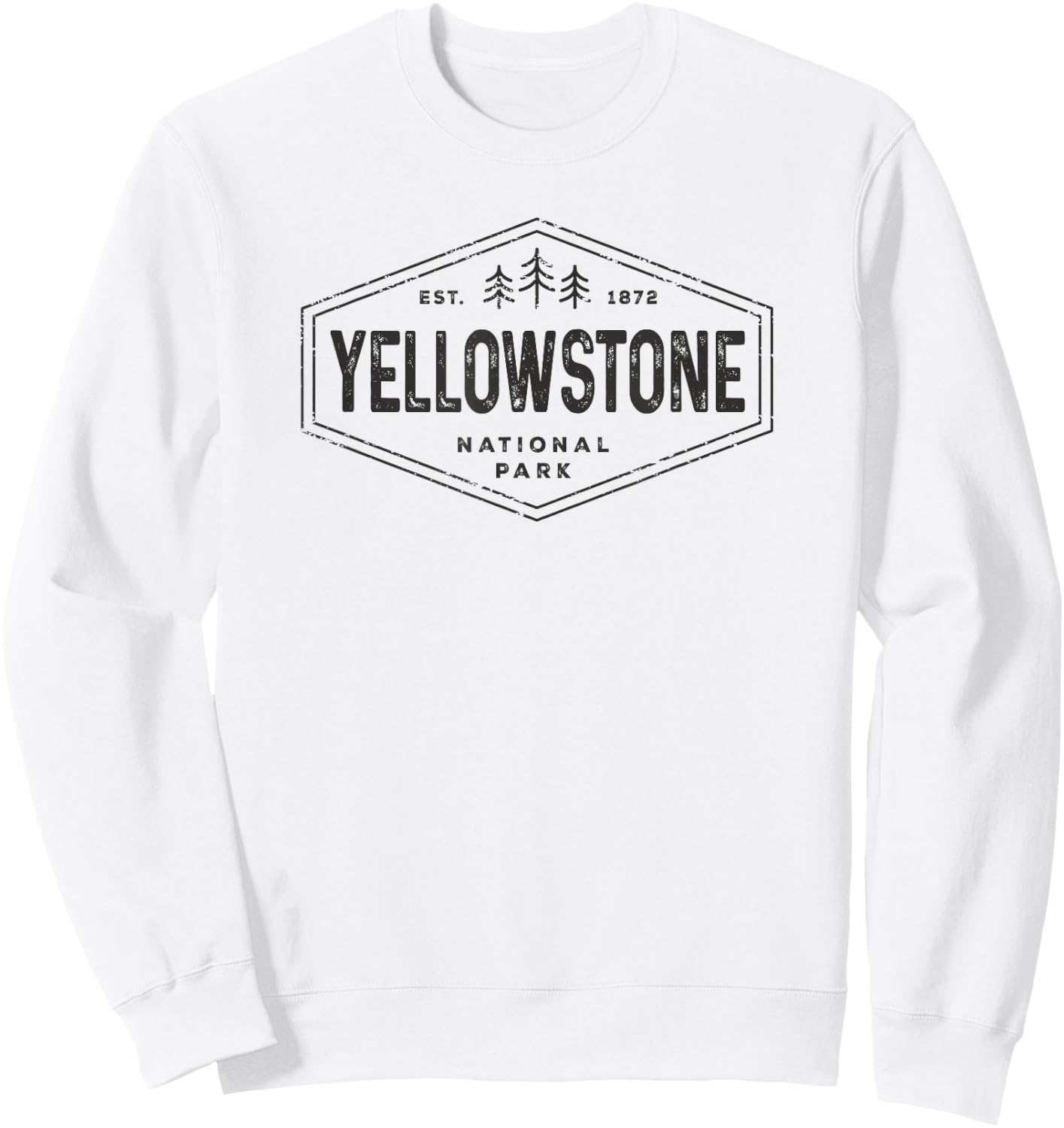 Yellowstone National Park Shirt Vintage Hexagon Badge Hike Sweatshirt - Sweatshirt | White