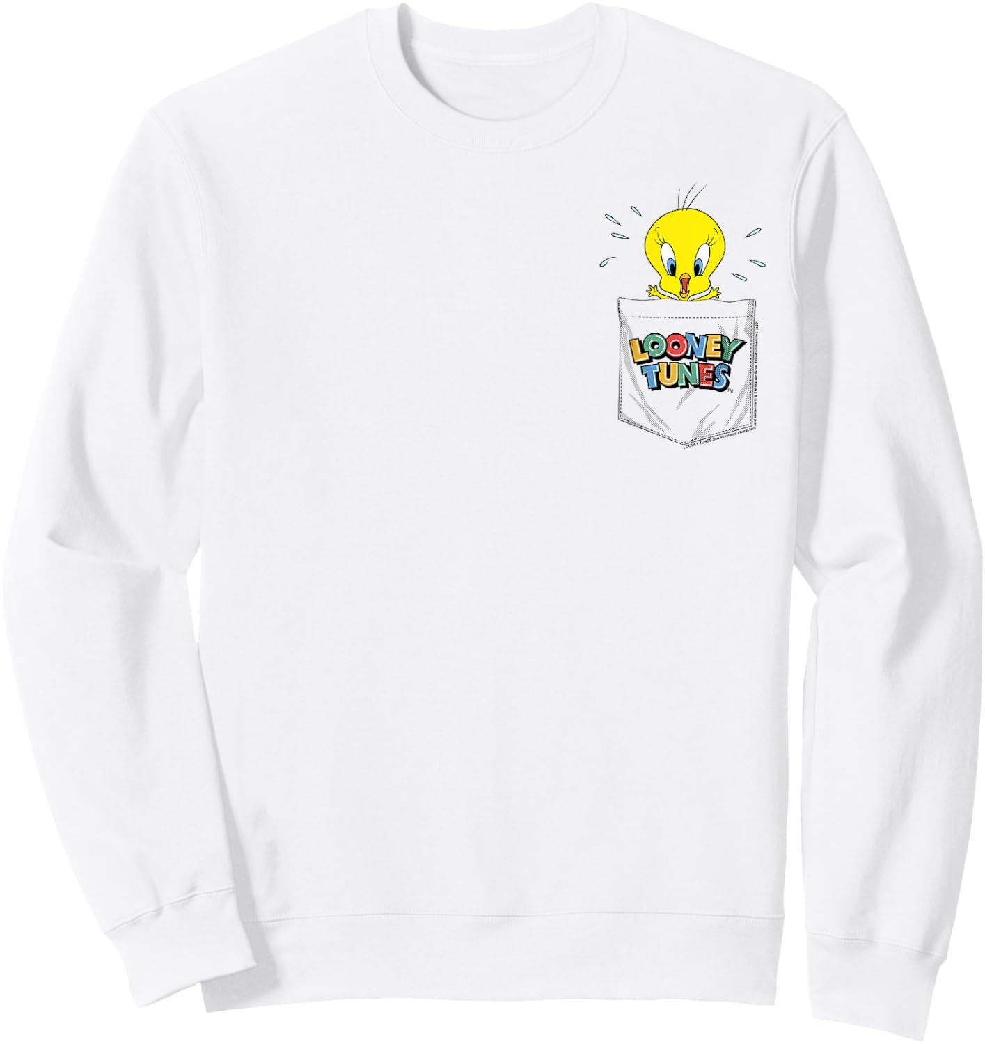 Looney Tunes Tweety Bird Faux Pocket Sweatshirt - Sweatshirt | White