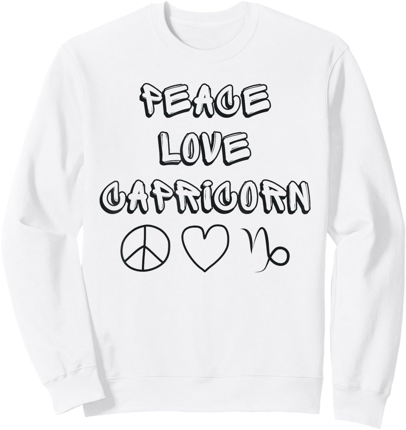 Zodiac Astrology Peace Love Capricorn Birthday Graphic Sweatshirt - Sweatshirt | White