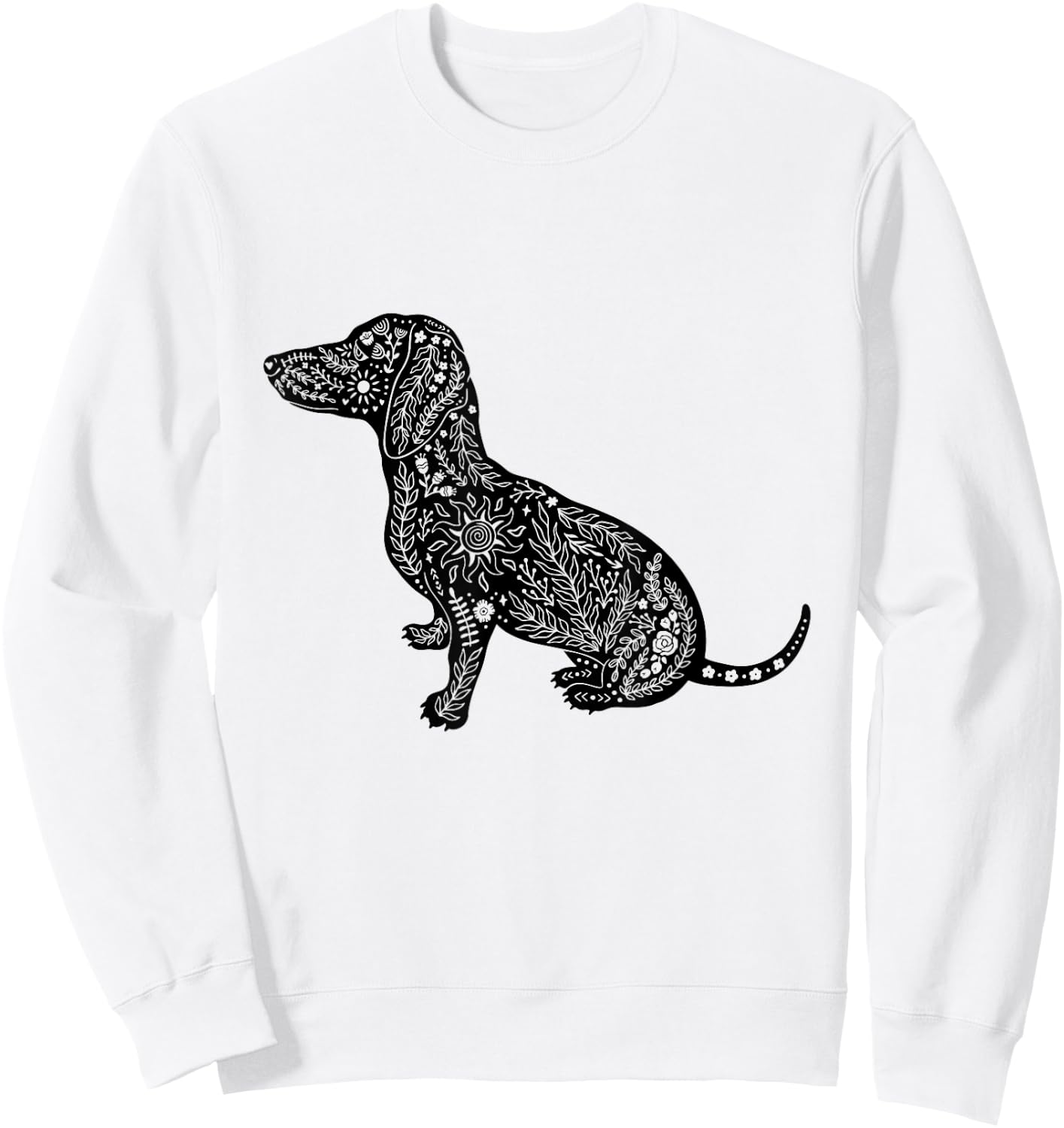 Dachshund Dog Breed Pet Animal Lover Boho Floral Women Sweatshirt - Sweatshirt | White