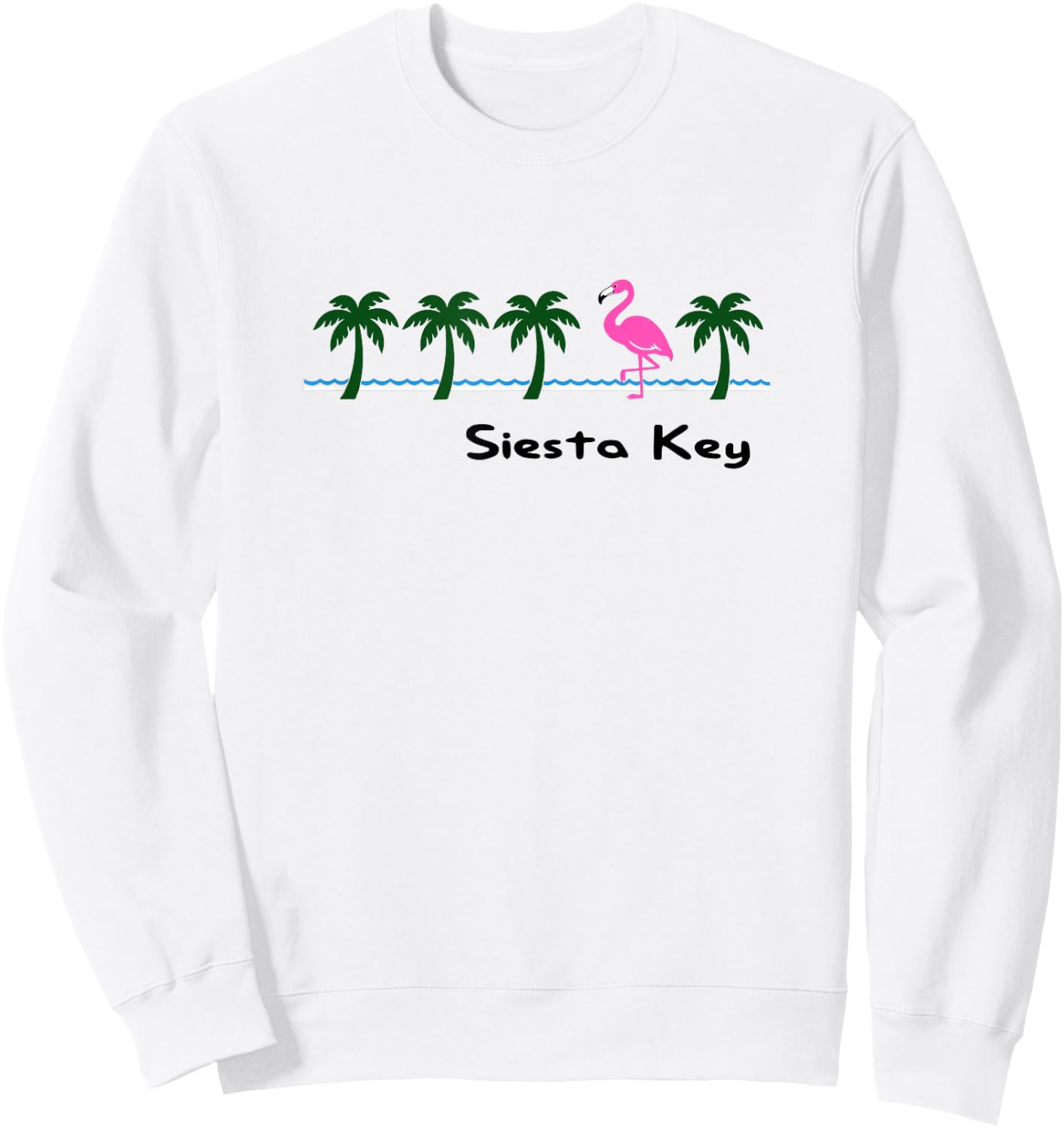 Siesta Key FL Retro Flamingo Souvenirs Graphic Sweatshirt - Sweatshirt | White