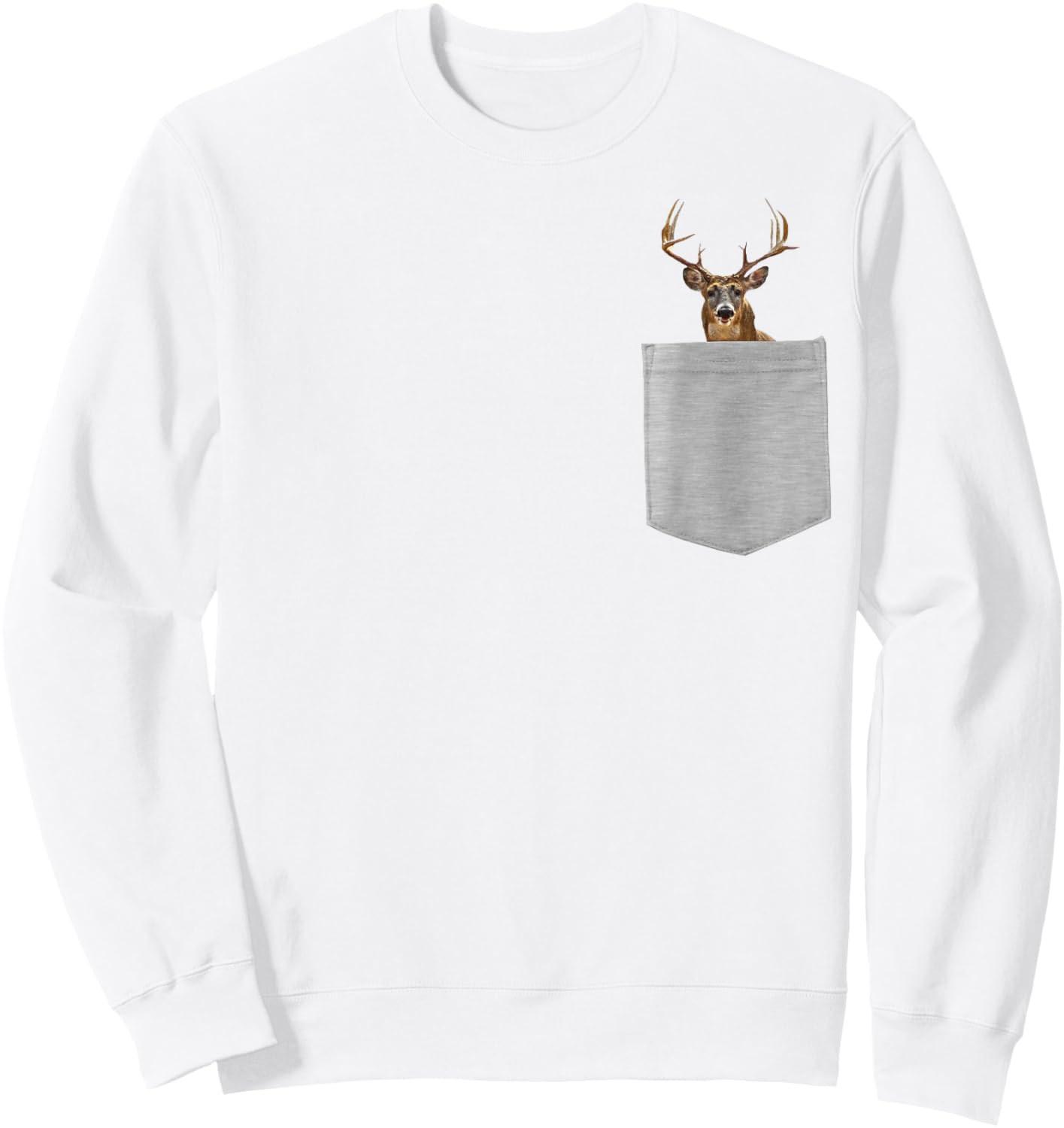 Animal in Your Pocket Funny White Tail Deer peeking out t sh Sweatshirt - Sweatshirt | White