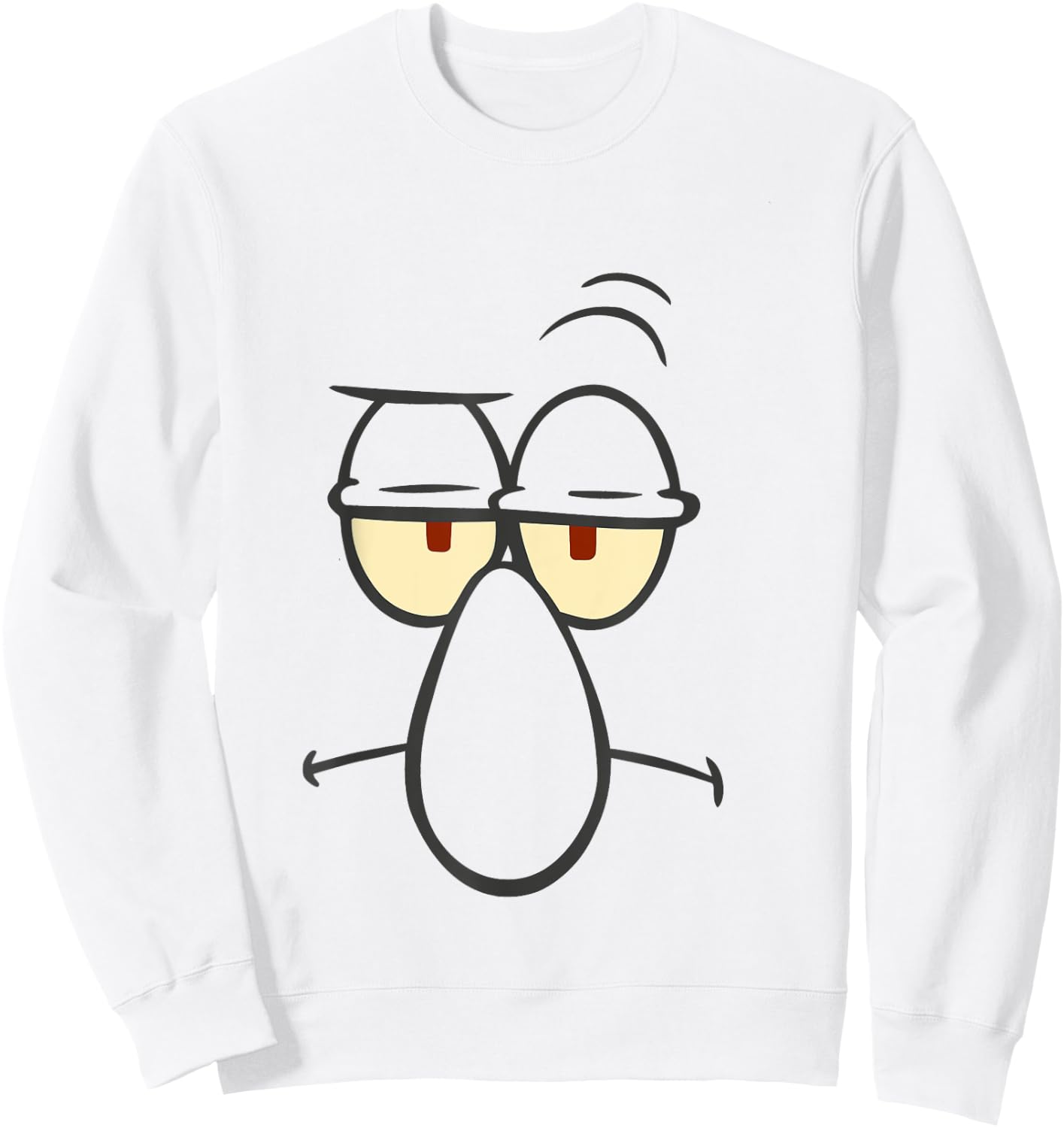 SpongeBob SquarePants Squidward Big Face Eyebrow Sweatshirt - Sweatshirt | White