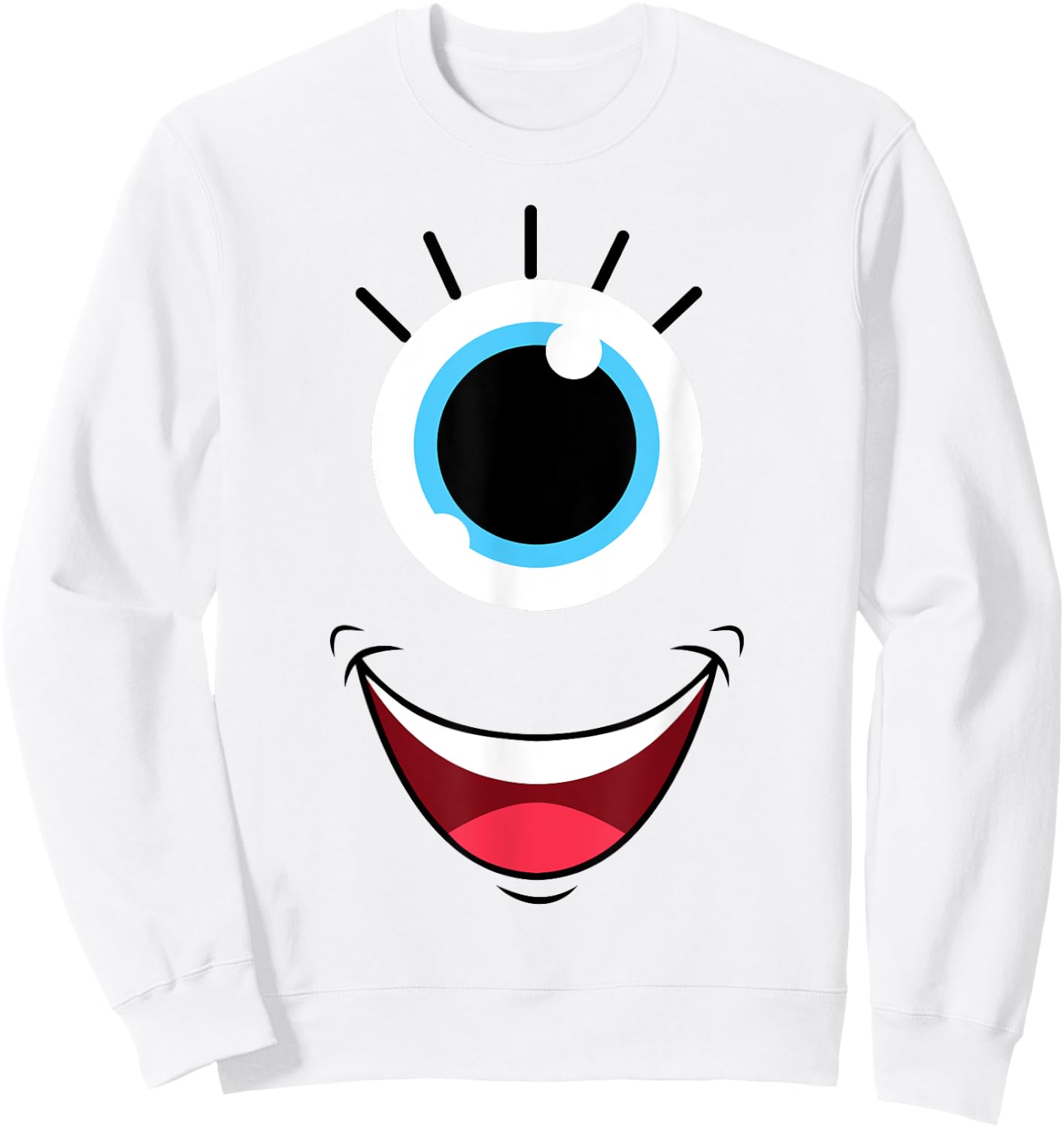 Funny Scary Monster Eyeball Face Easy Halloween Costume Sweatshirt - Sweatshirt | White