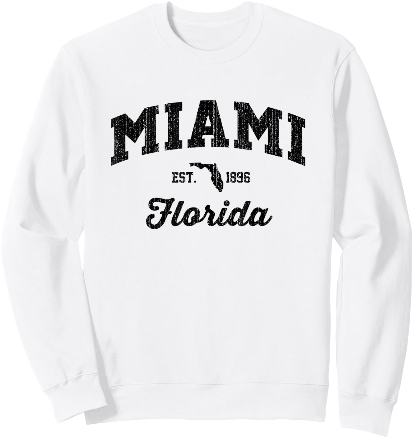 Vintage Miami Florida USA Sports Weathered Retro American Sweatshirt - Sweatshirt | White