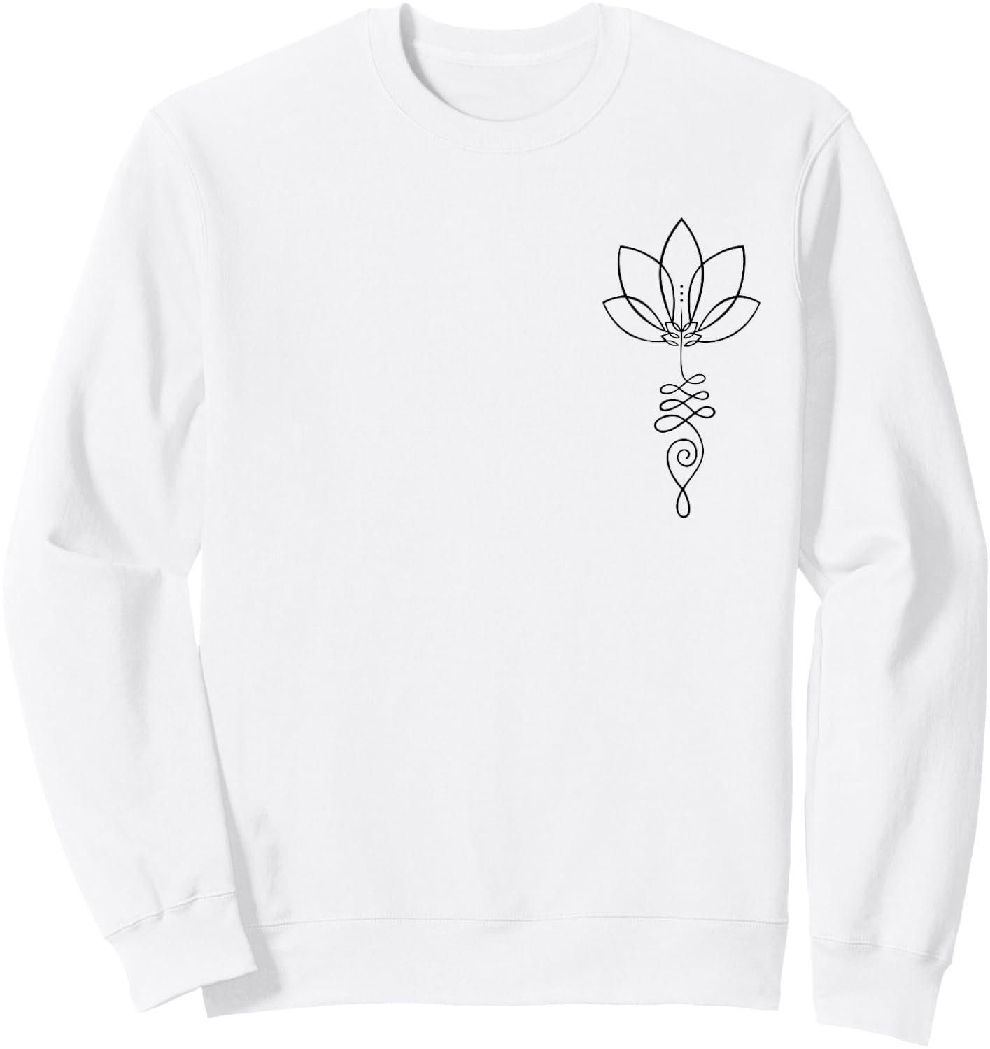 Yoga Lover Outfit Unalome Enlightenment Symbol with Lotus Flower Sweatshirt - Sweatshirt | White
