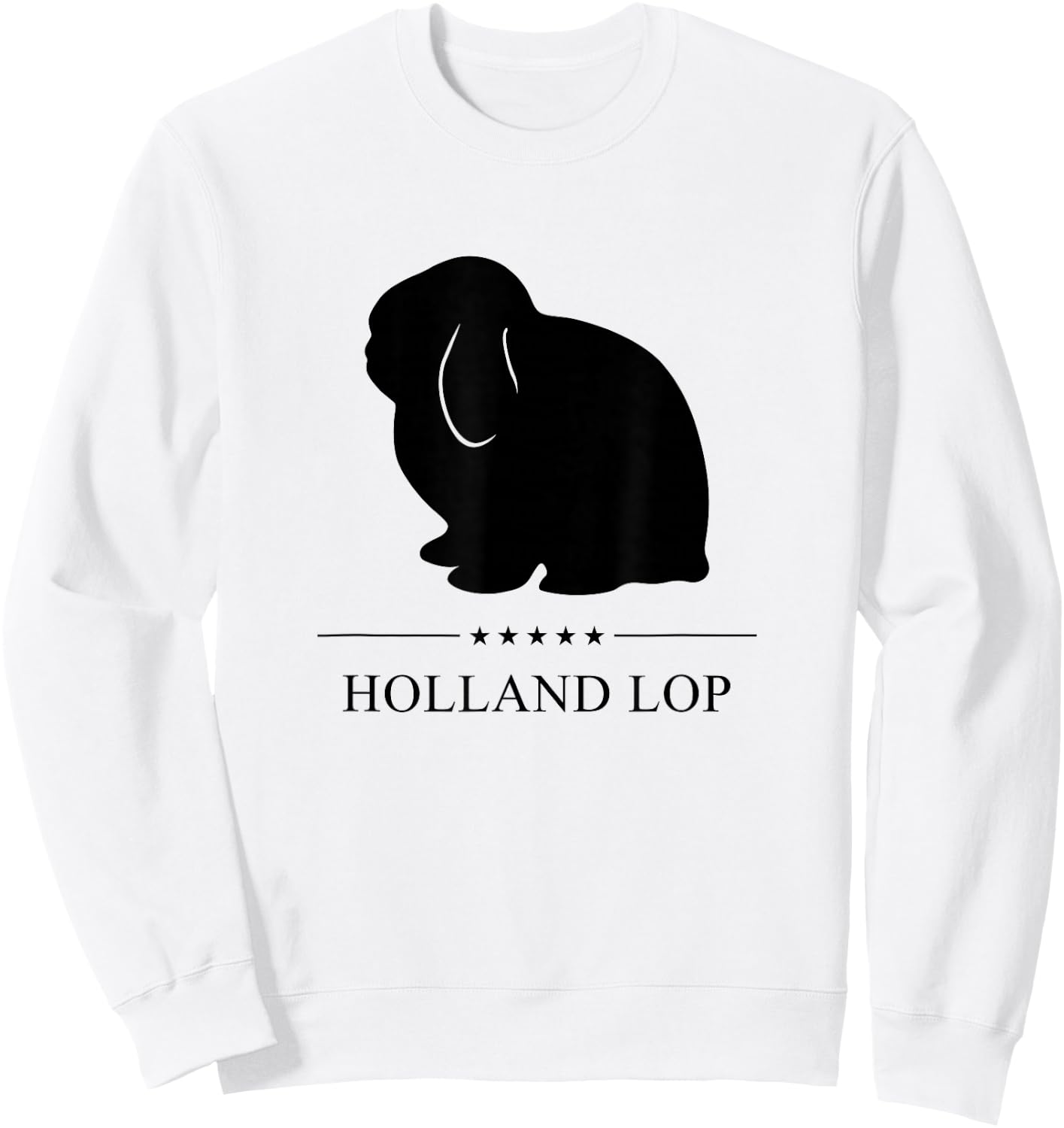 Holland Lop Rabbit Black Silhouette Sweatshirt - Sweatshirt | White