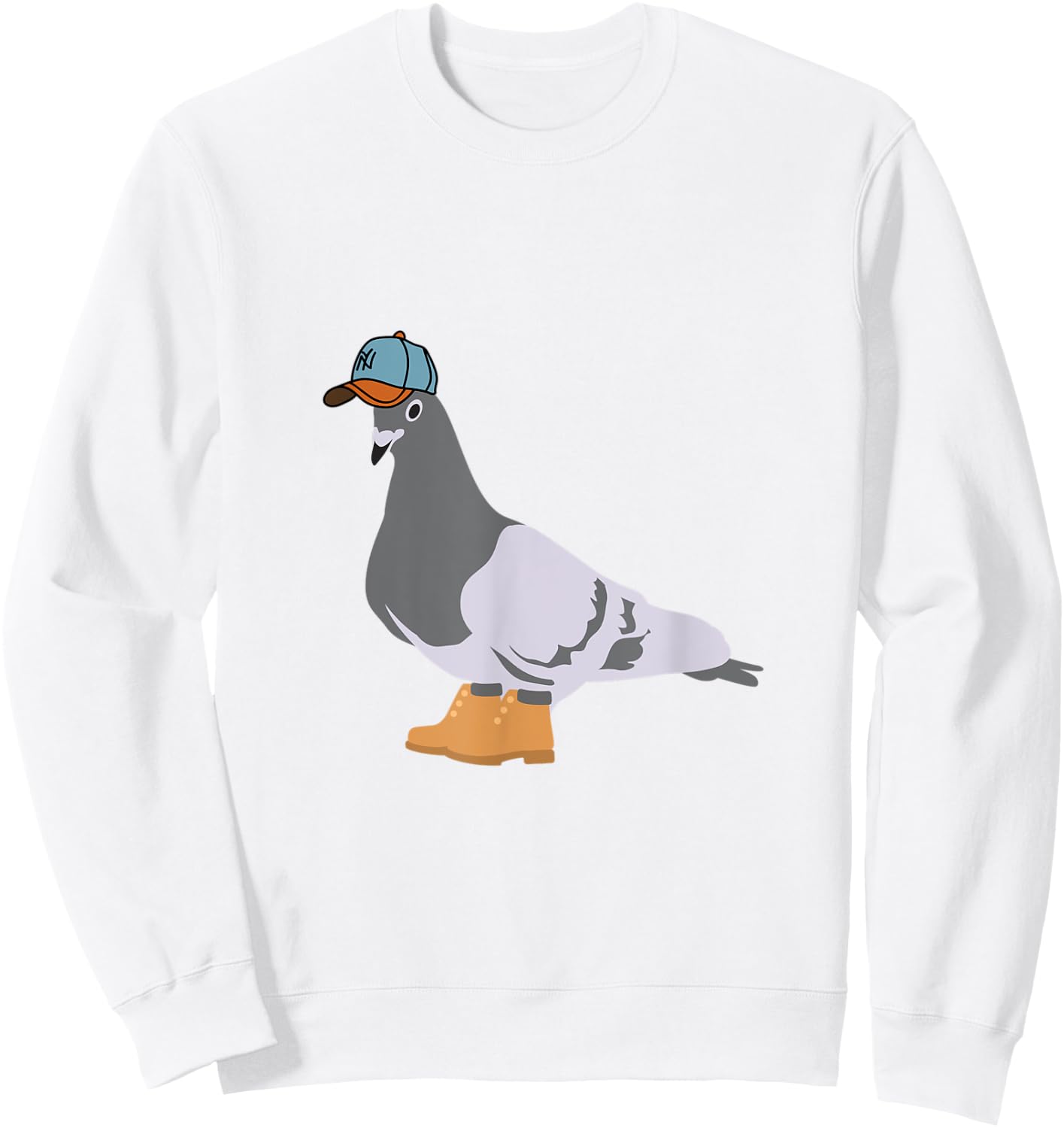 New York City Pigeon Bird Baseball Cap Boots Sweatshirt - Sweatshirt | White