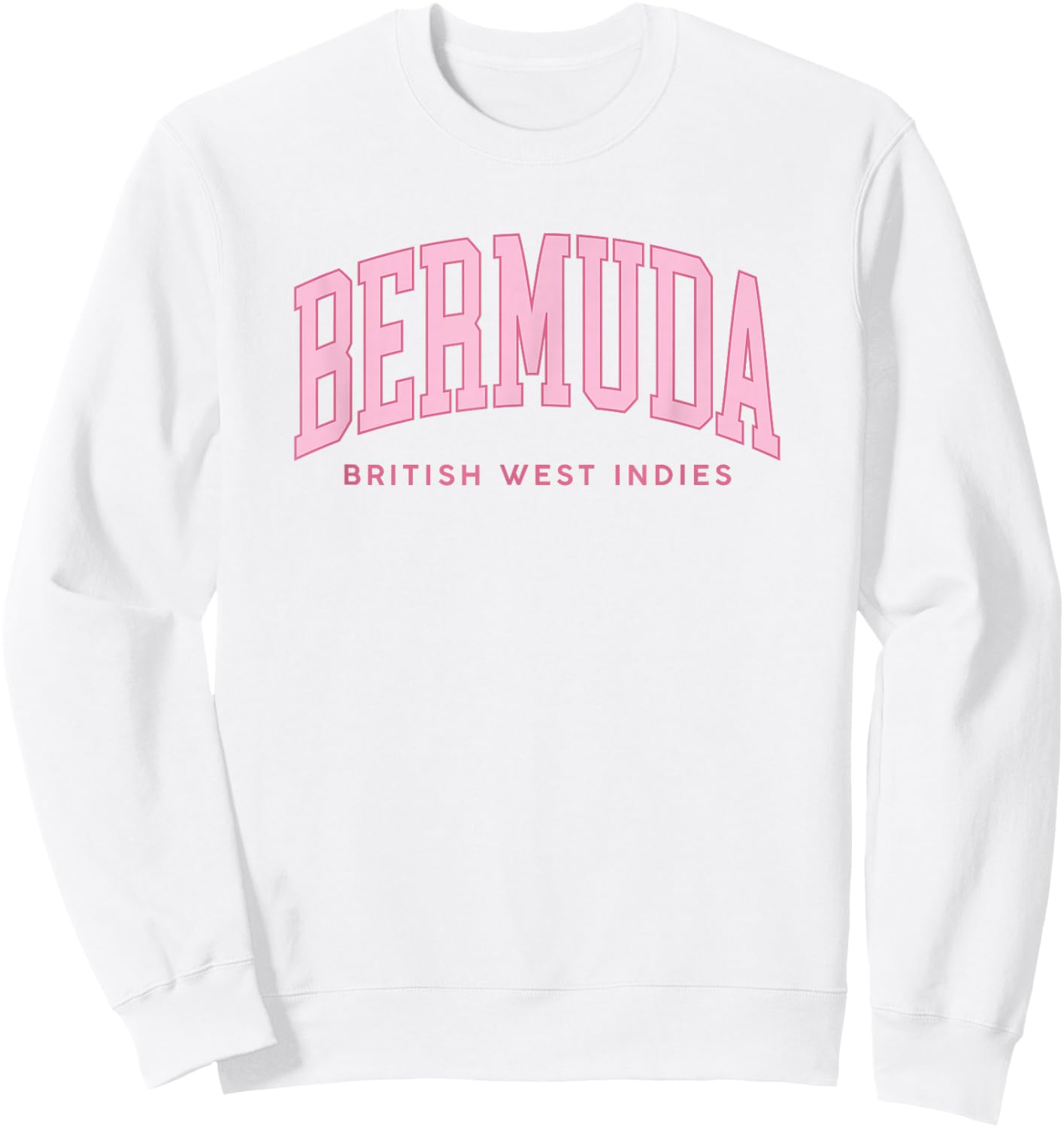 Bermuda Retro Preppy Throwback Pink Text Girls Sweatshirt - Sweatshirt | White
