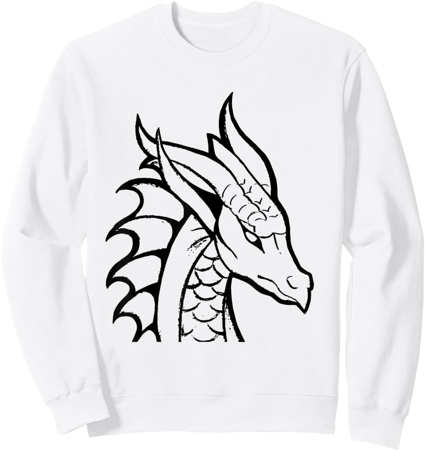 Dragon Sketch Drawing Graphic Art Silhouette Cute Funny Sweatshirt - Sweatshirt | White