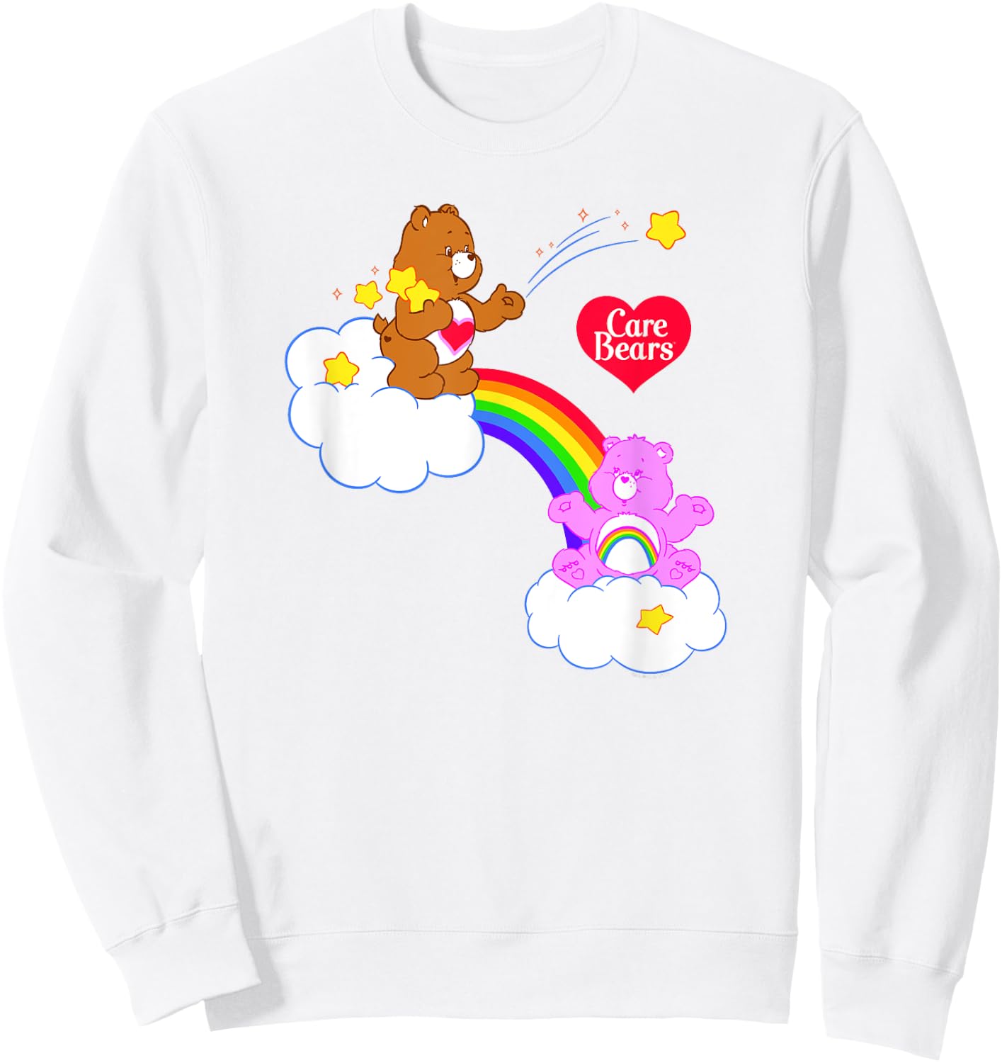 Care Bears Tenderheart Bear & Cheer Bear Rainbow Cloudy Duo Sweatshirt - Sweatshirt | White