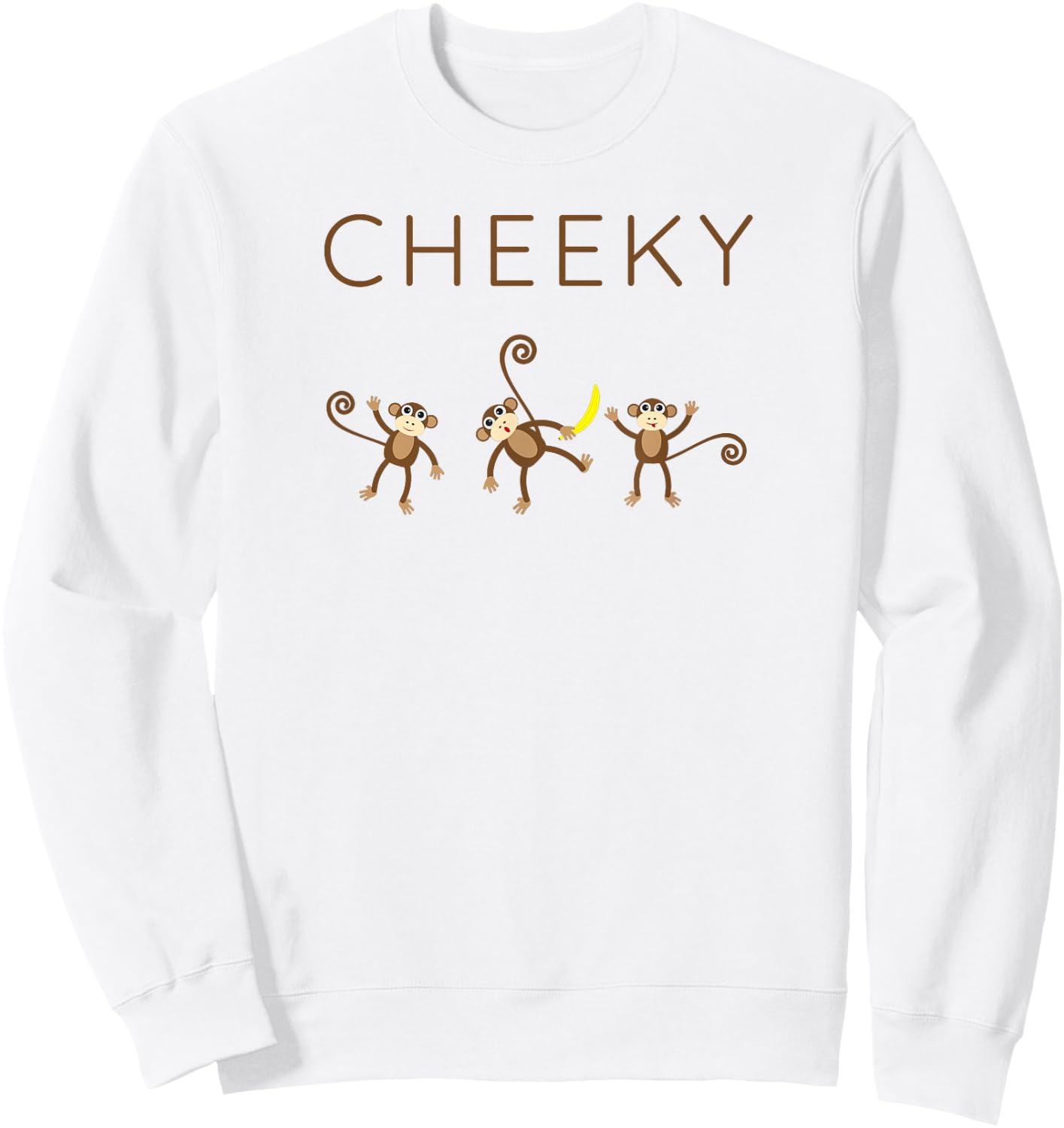 Cheeky Monkey Playful Jungle Humor Sweatshirt - Sweatshirt | White