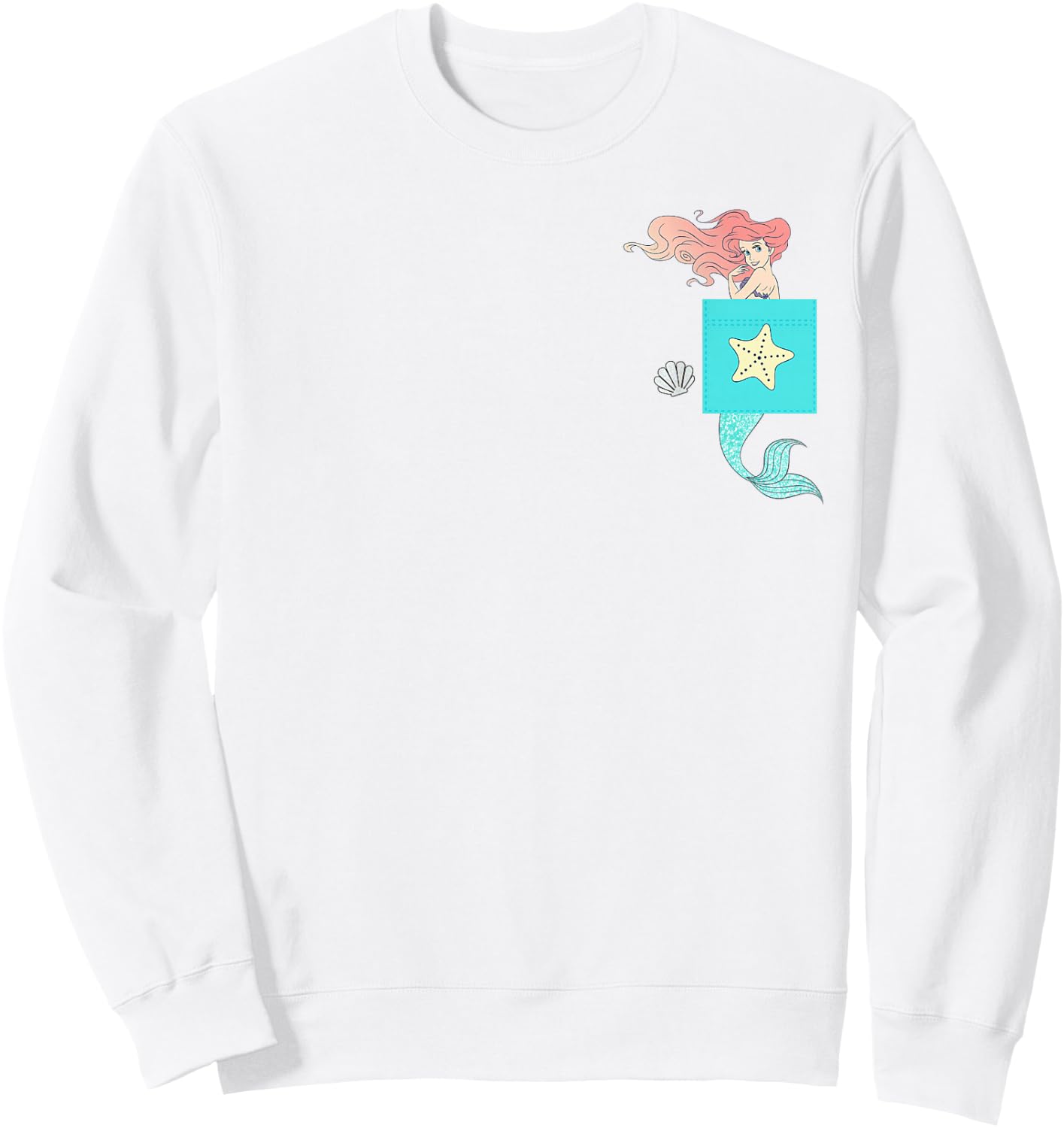 Disney The Little Mermaid Ariel Mermaid Shell Pocket Icon Sweatshirt - Sweatshirt | White