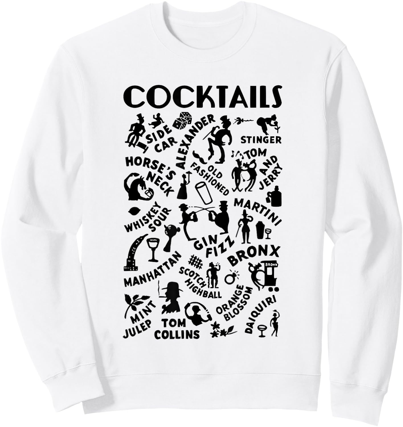 Vintage Cocktails Menu Bartender's Guide Cocktail Lounge Sweatshirt - Sweatshirt | White