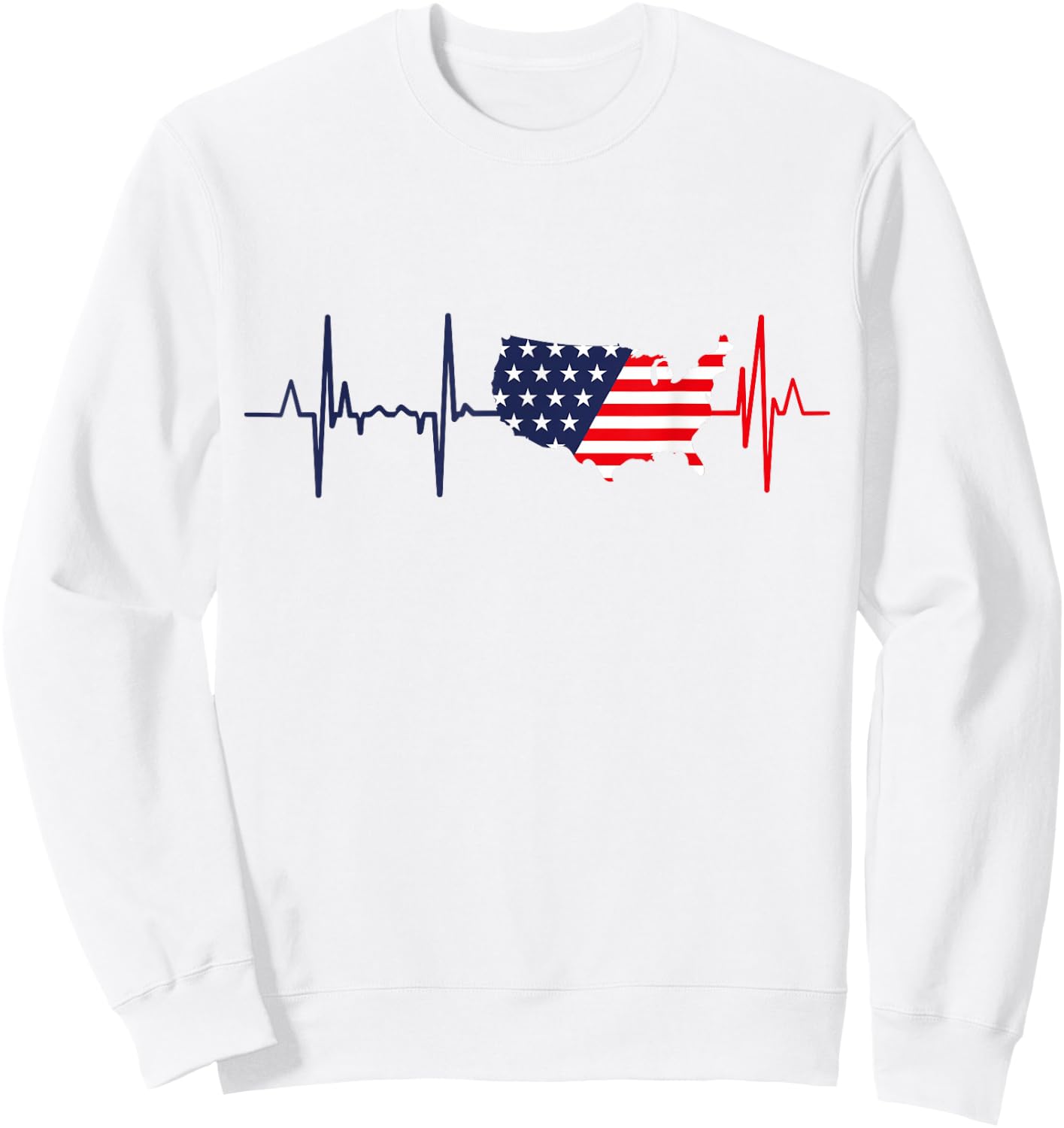 My Heart Beats for America - Patriotic USA , White Sweatshirt - Sweatshirt | White