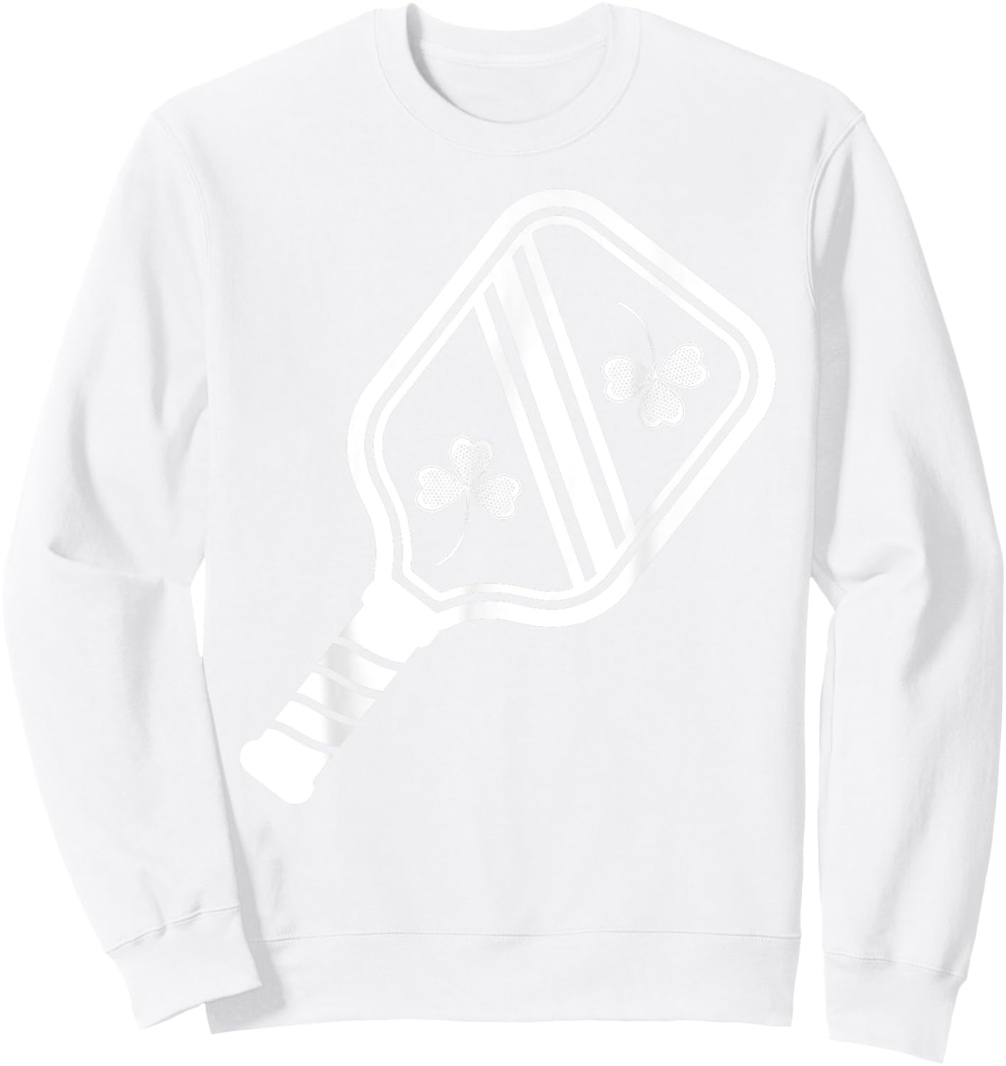 Funny Pickleball Paddles Shamrock Clover St Patrick's Day Sweatshirt - Sweatshirt | White