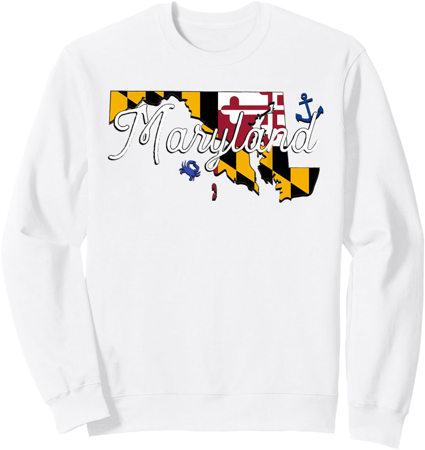 Maryland State Flag and Anchor Sweatshirt - Sweatshirt | White