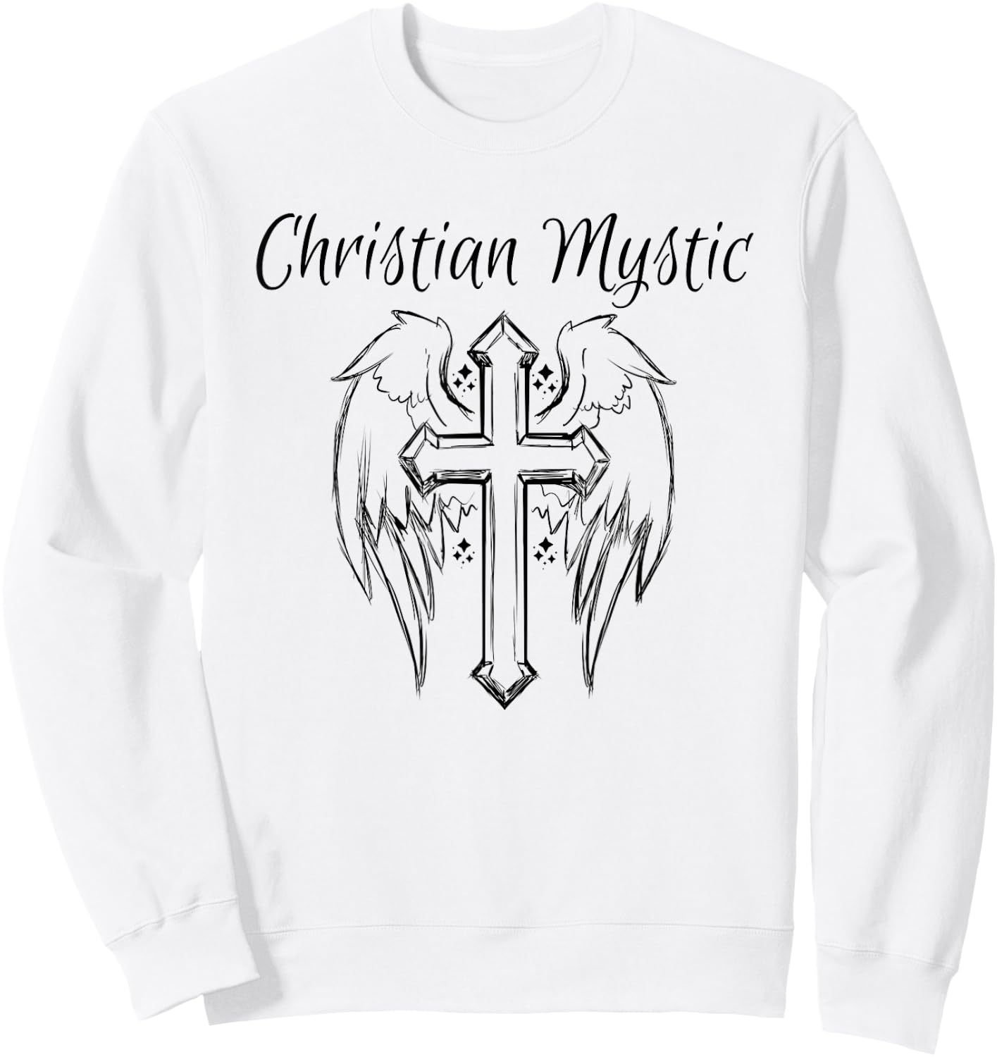 Christian Mystic Angel Cross Shirt Psychic Gift Sweatshirt - Sweatshirt | White