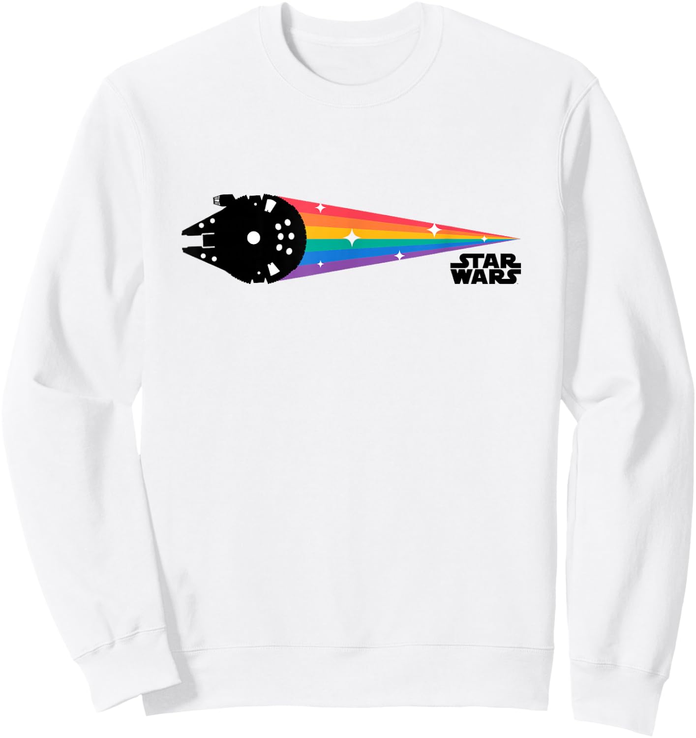 Star Wars Iconic Millennium Falcon Retro Rainbow Colors Logo Sweatshirt - Sweatshirt | White