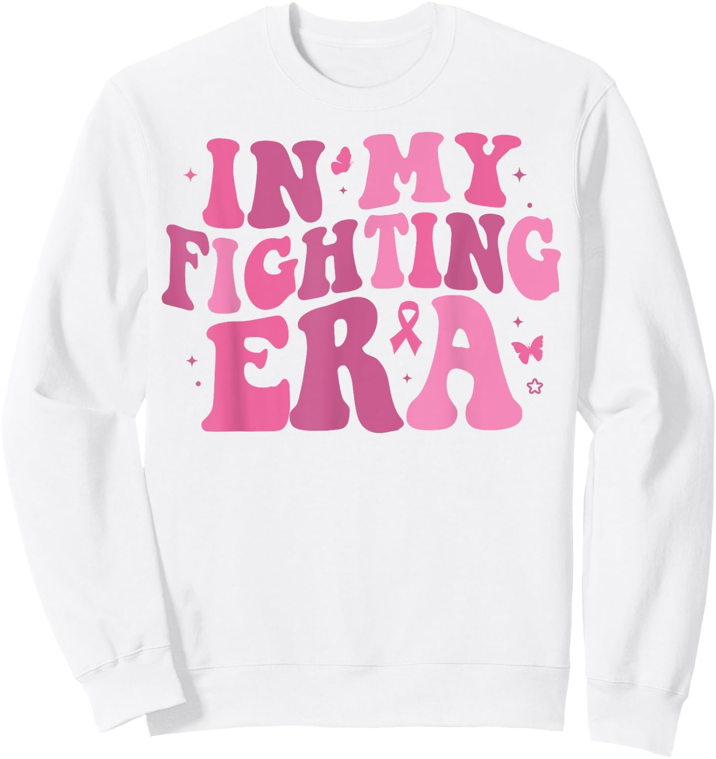 In My Fighting Era Breast Cancer Awareness Support Squad Sweatshirt - Sweatshirt | White