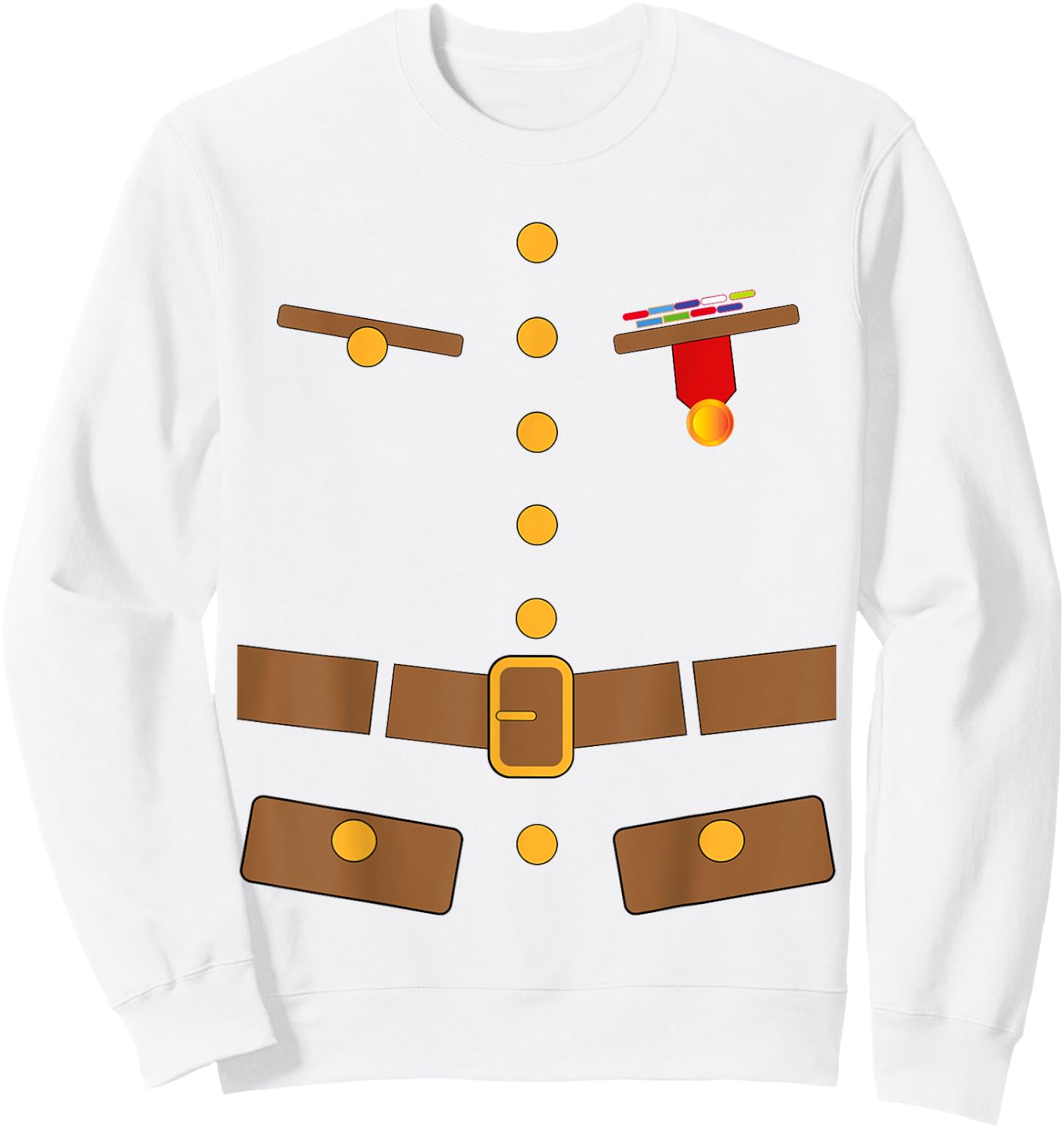 Party Theme Colonel Outfit Col Vest Color Mustard Costume Sweatshirt - Sweatshirt | White