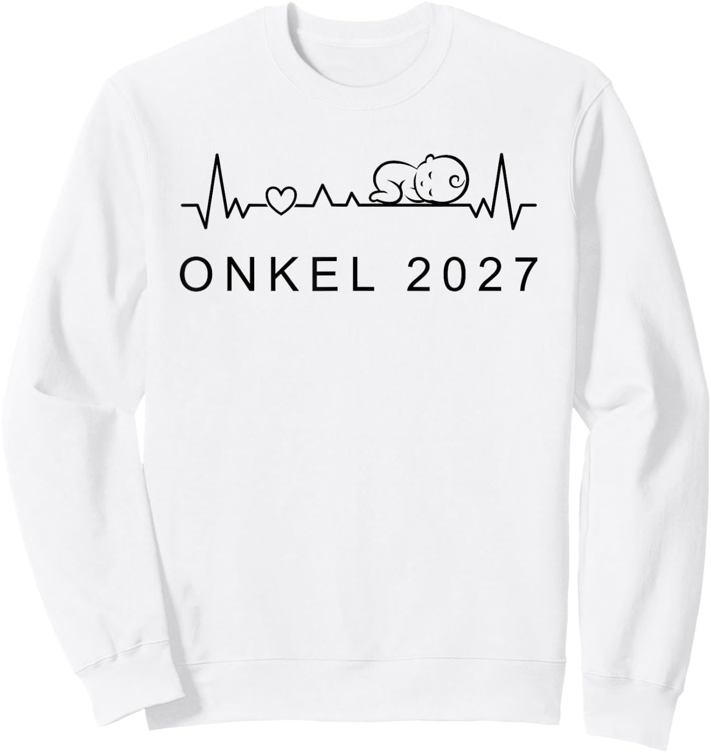 Onkel 2027 Herzschlag Mit Baby Schwangerschaft verkünden Sweatshirt - Sweatshirt | White