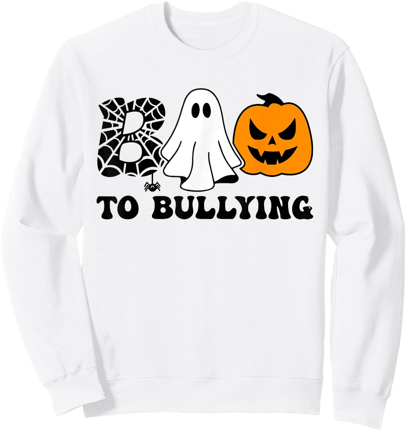 Boo To Bullying Orange Anti Bullying Unity Day Halloween Kid Sweatshirt - Sweatshirt | White