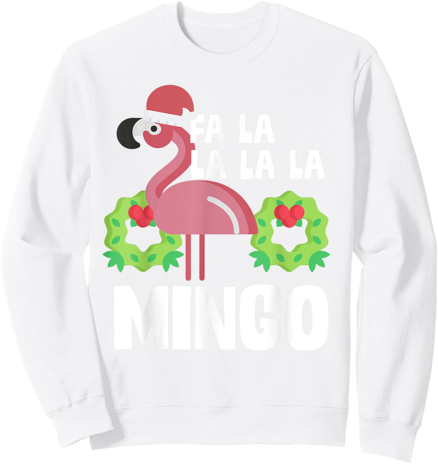 Fa La La Mingo Santa Christmas Flamingo Gift Sweatshirt - Sweatshirt | White