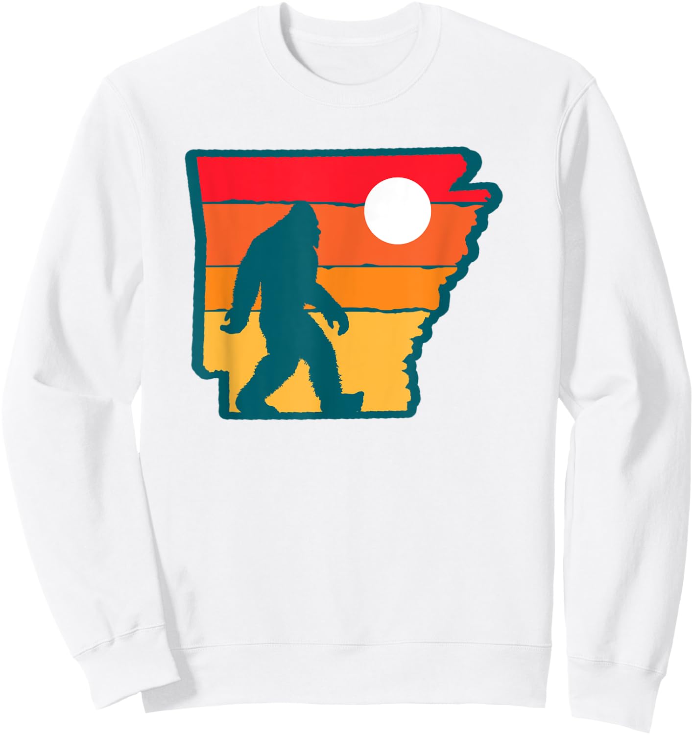 Arkansas Vintage Outdoor Bigfoot State Sasquatch Team Retro Sweatshirt - Sweatshirt | White