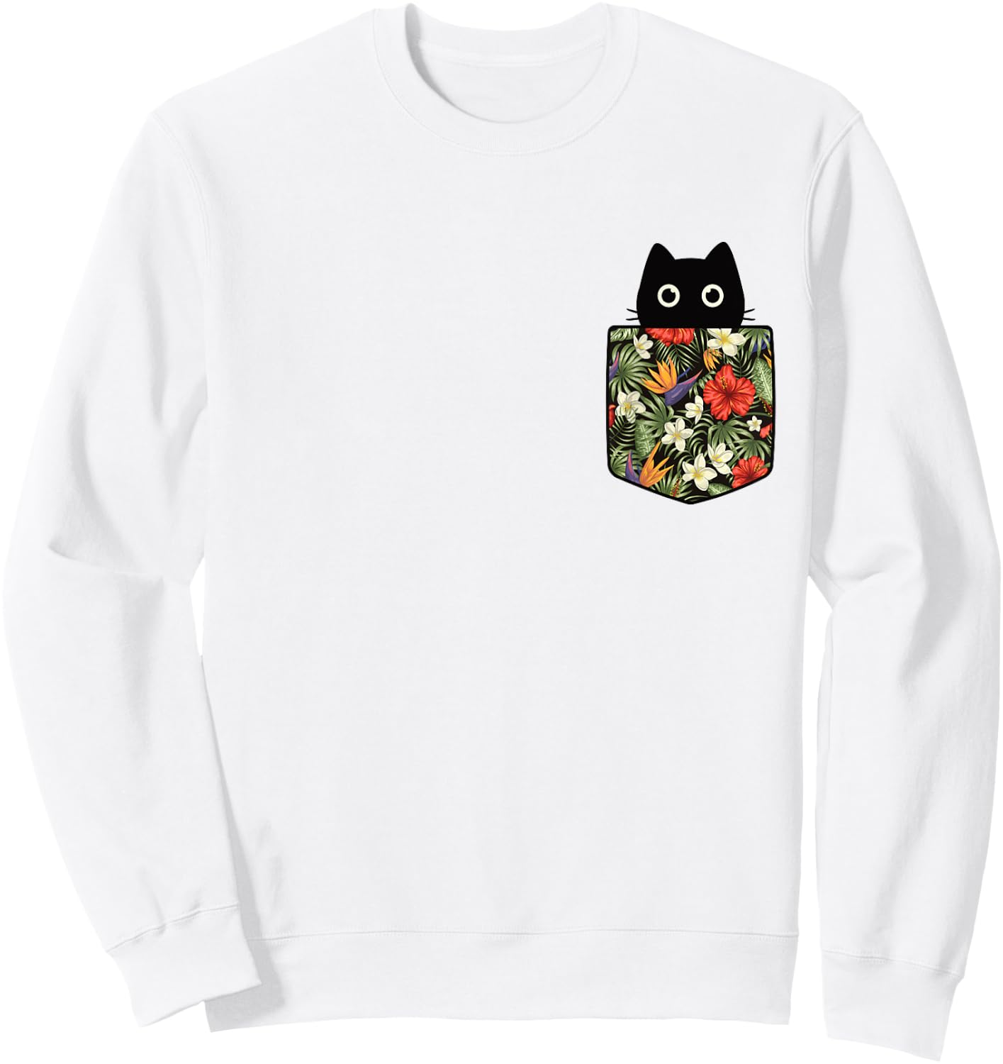 Hawaiian Cat in Pocket Shirt Men Cute Cats Lover Sweatshirt - Sweatshirt | White