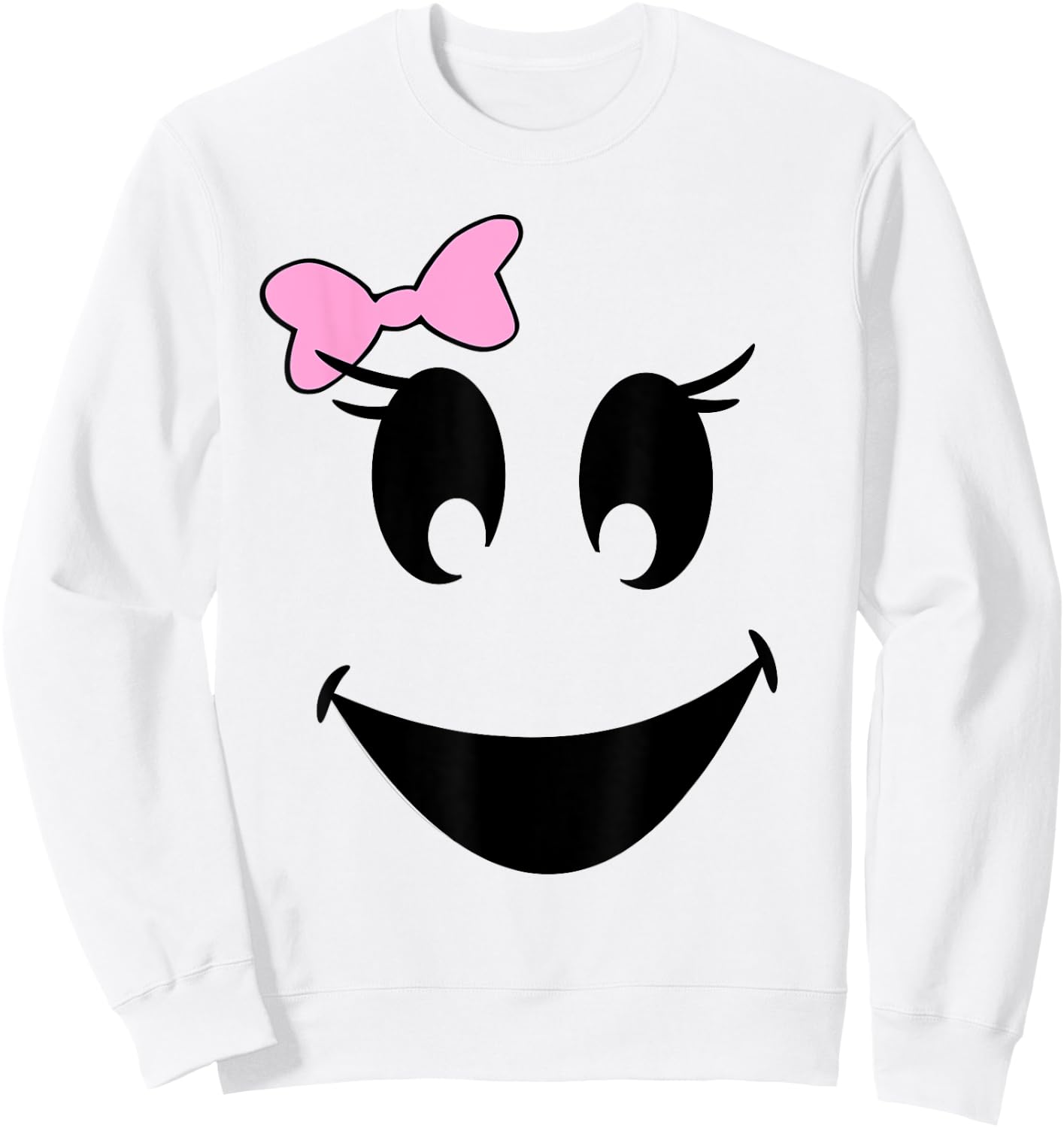 Cute Girl Ghost With Bow Ghoul Face Halloween T Shirt Sweatshirt - Sweatshirt | White