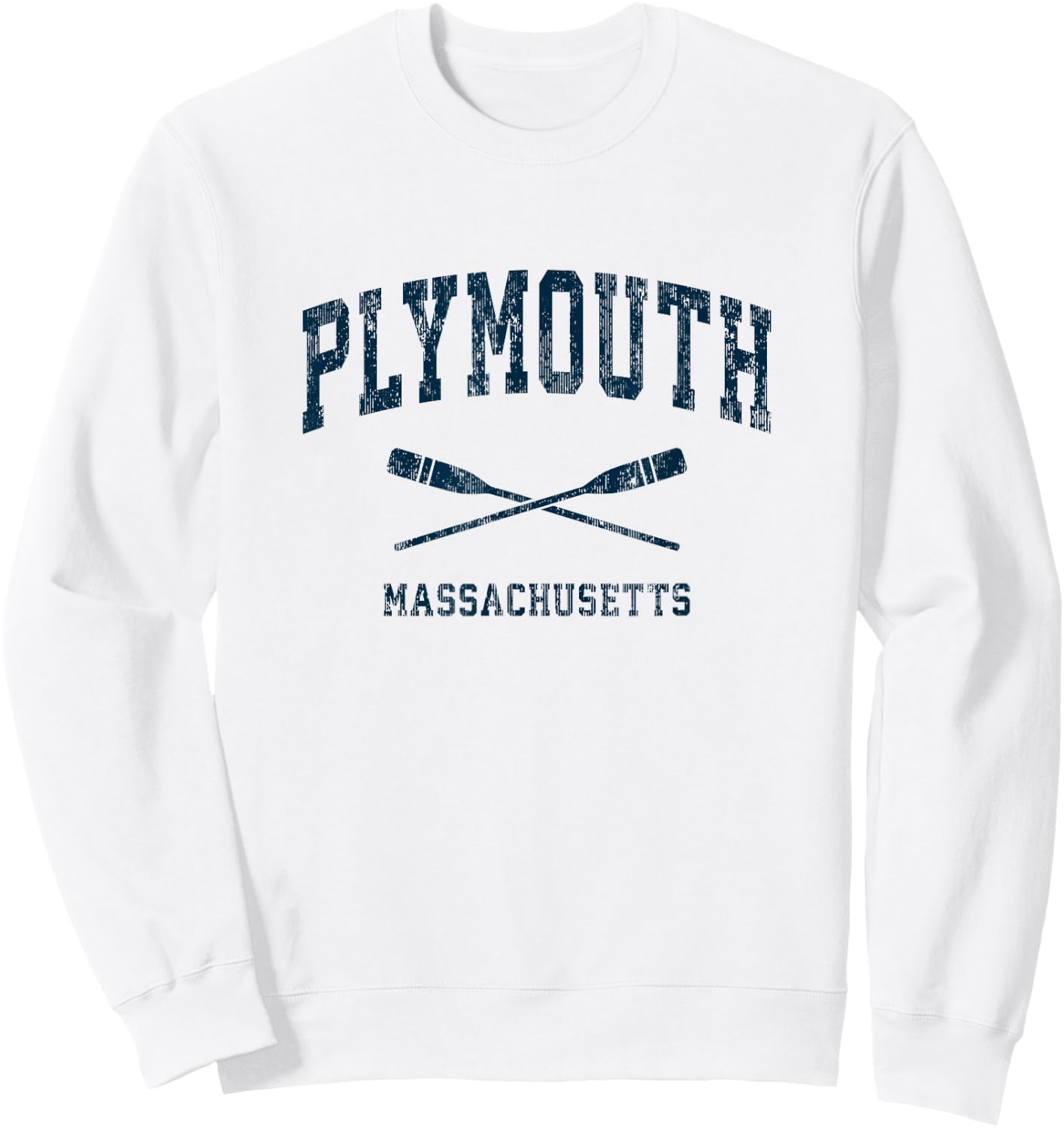 Plymouth Massachusetts Vintage Nautical Paddles Sports Oars Sweatshirt - Sweatshirt | White