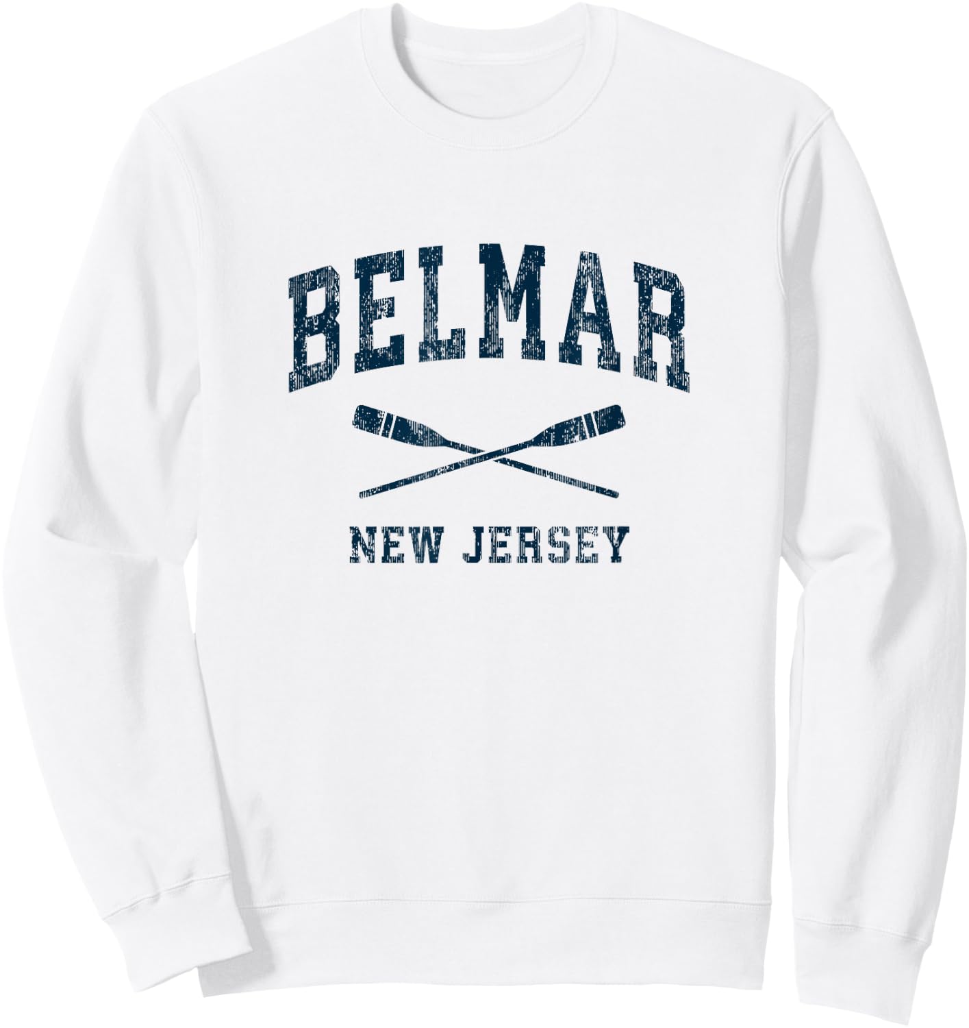 Belmar New Jersey Vintage Nautical Paddles Sports Oars Sweatshirt - Sweatshirt | White