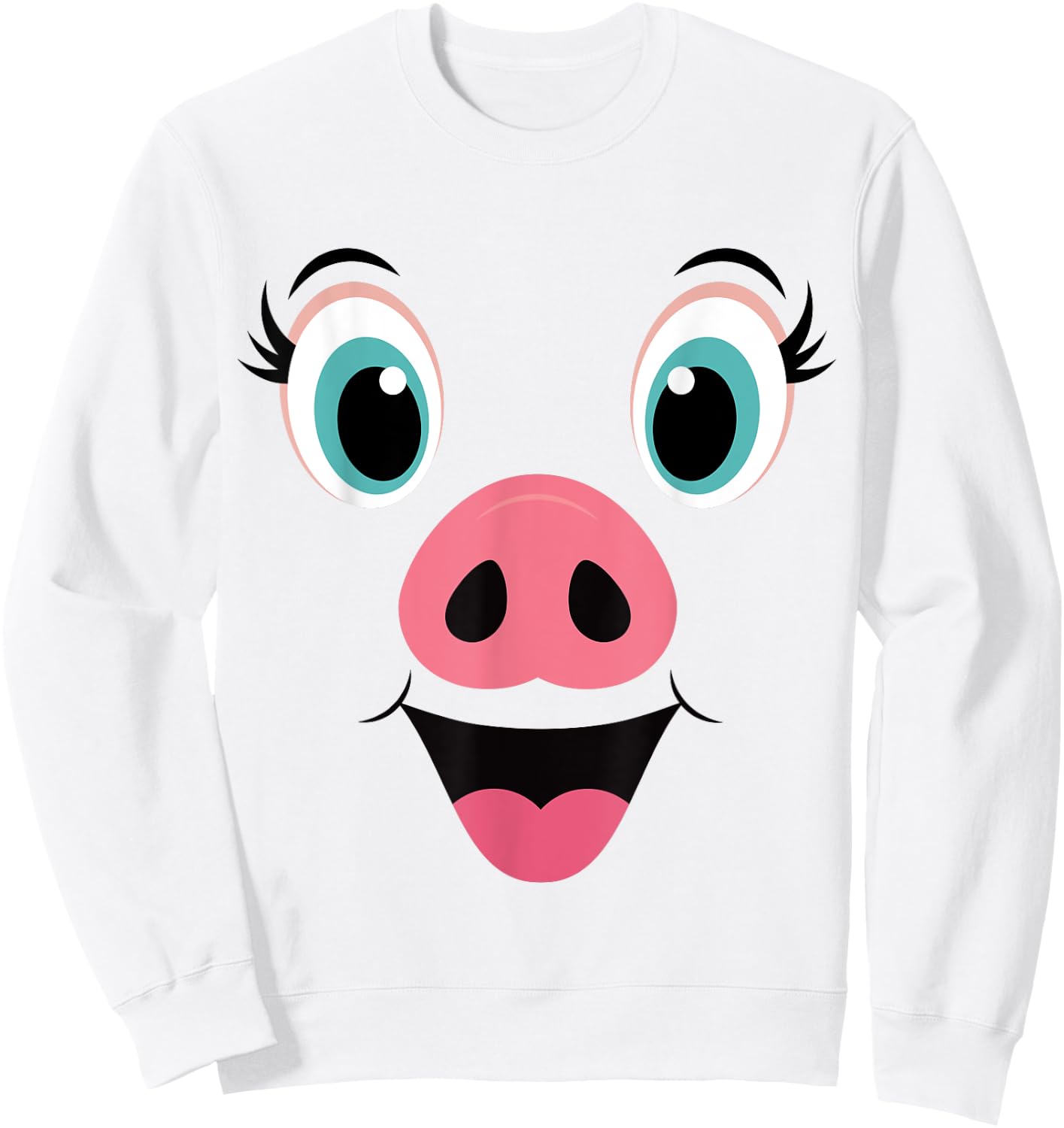 Funny Pig Face Pink Swine Halloween Costume Sweatshirt - Sweatshirt | White