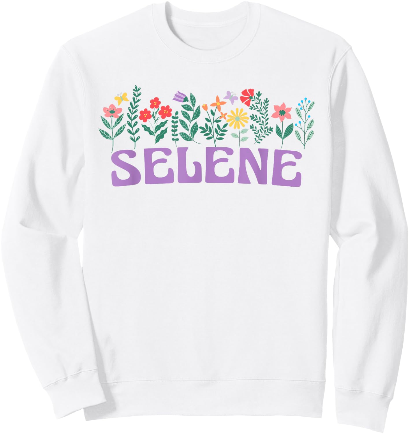 Wildflower Floral Selene Name Mother's Day Women's , white, S Sweatshirt - Sweatshirt | White